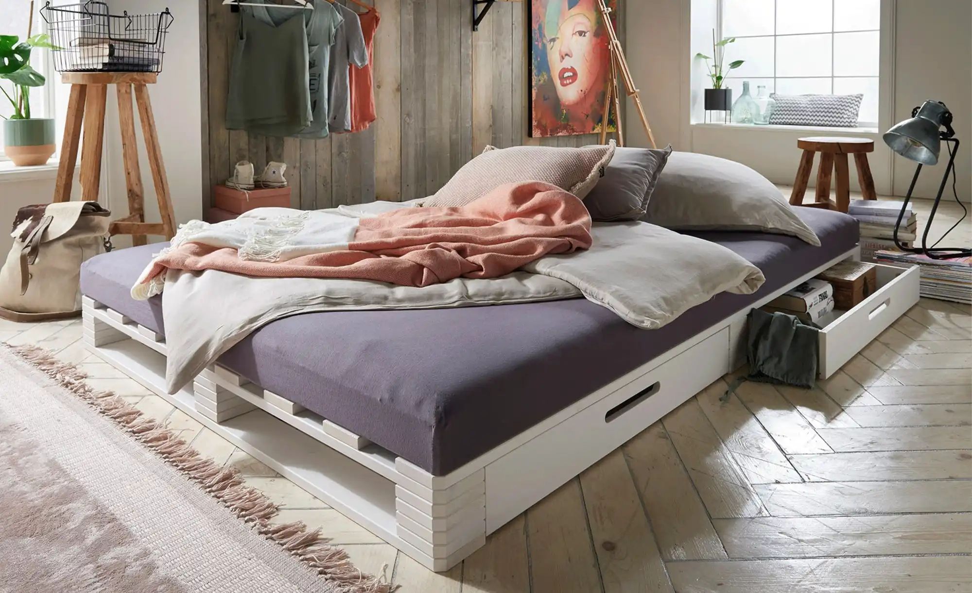 Palettenbett mit Stauraum Dallas ¦ weiß ¦ Maße (cm): B: 140 H: 14 Betten > günstig online kaufen