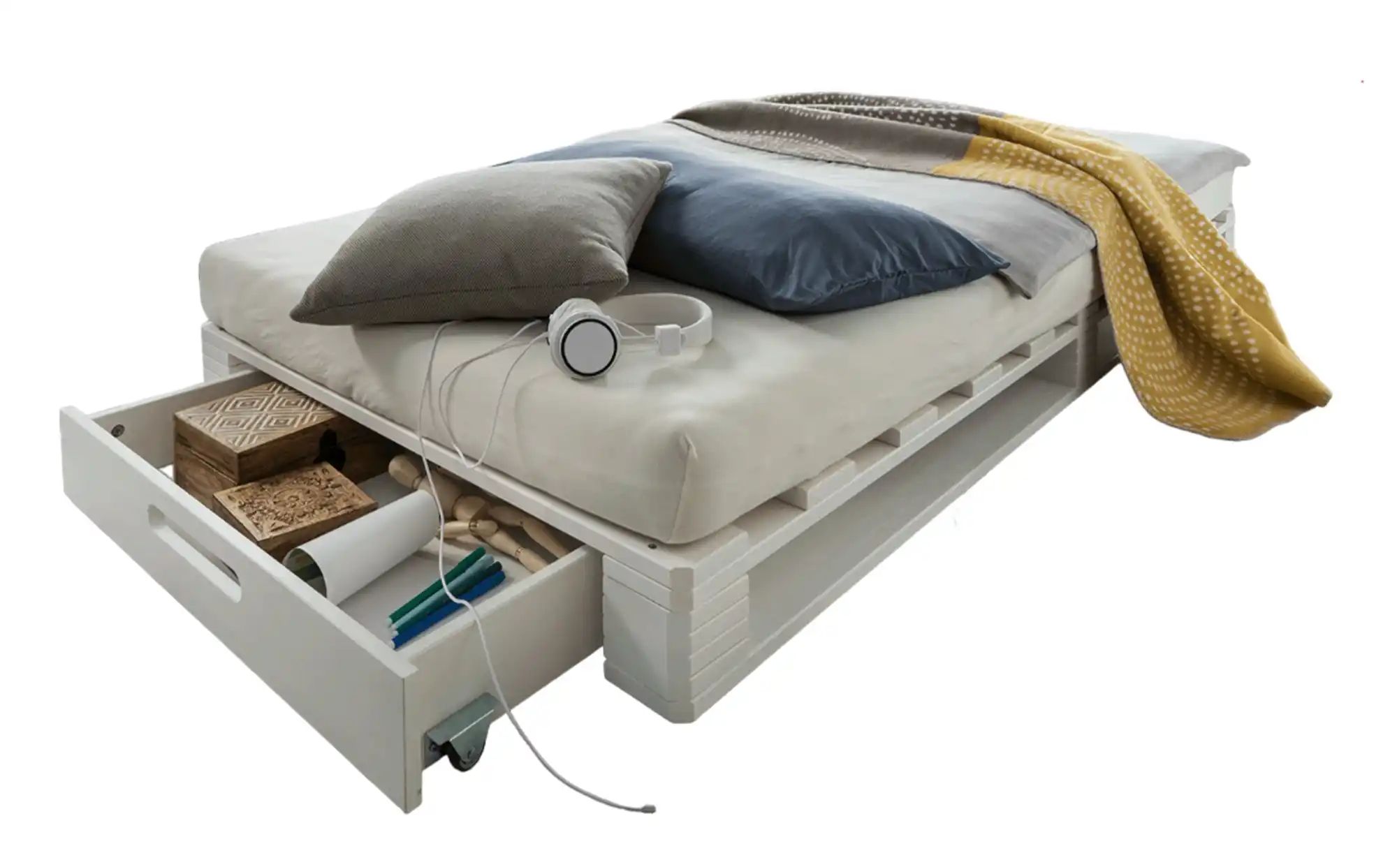 Palettenbett mit Stauraum Dallas ¦ weiß ¦ Maße (cm): B: 90 H: 14 Betten > B günstig online kaufen