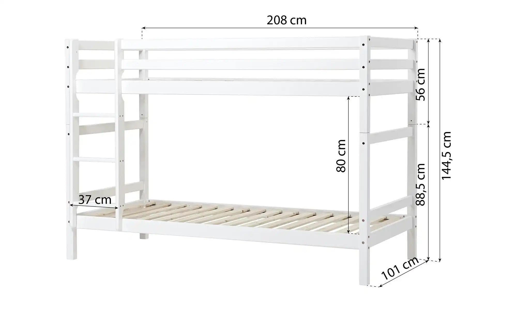 Hoppekids Etagenbett  Eco Dream ¦ weiß ¦ Maße (cm): B: 101 H: 145 Betten > günstig online kaufen