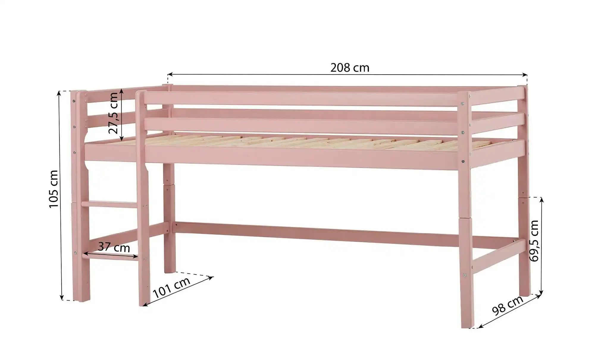 Hoppekids Hochbett  Eco Dream ¦ rosa/pink ¦ Maße (cm): B: 101 H: 105 Betten günstig online kaufen