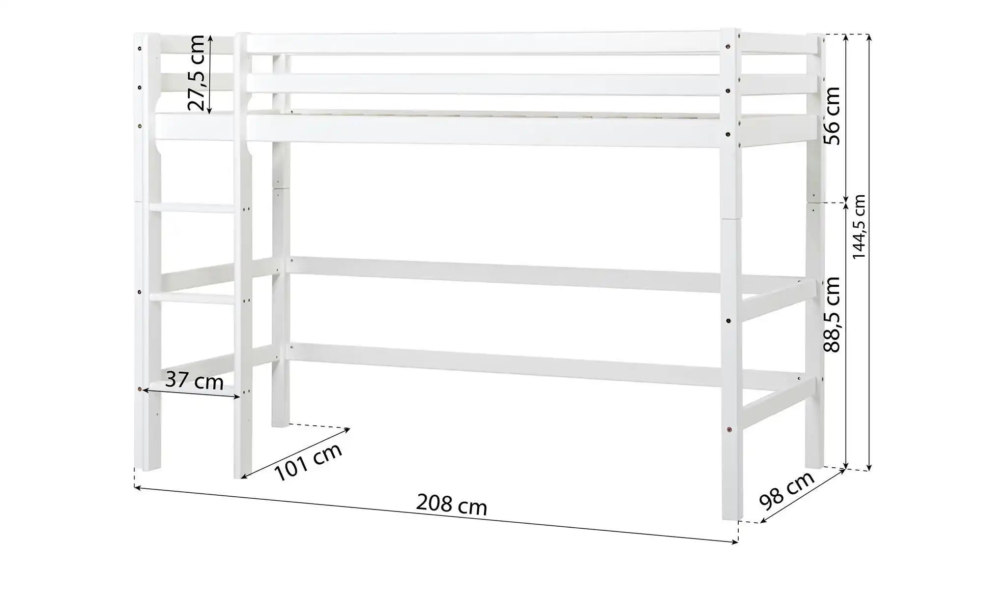 Hoppekids Hochbett  Eco Dream ¦ weiß ¦ Maße (cm): B: 101 H: 145 Betten > Be günstig online kaufen