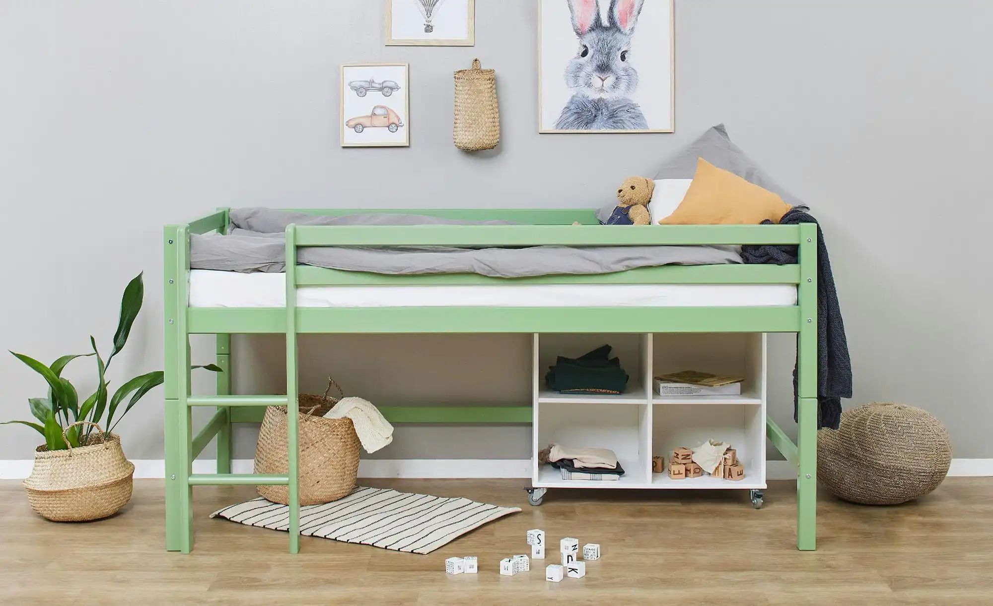 Hoppekids Hochbett  Eco Dream ¦ grün ¦ Maße (cm): B: 101 H: 105 Betten > Be günstig online kaufen