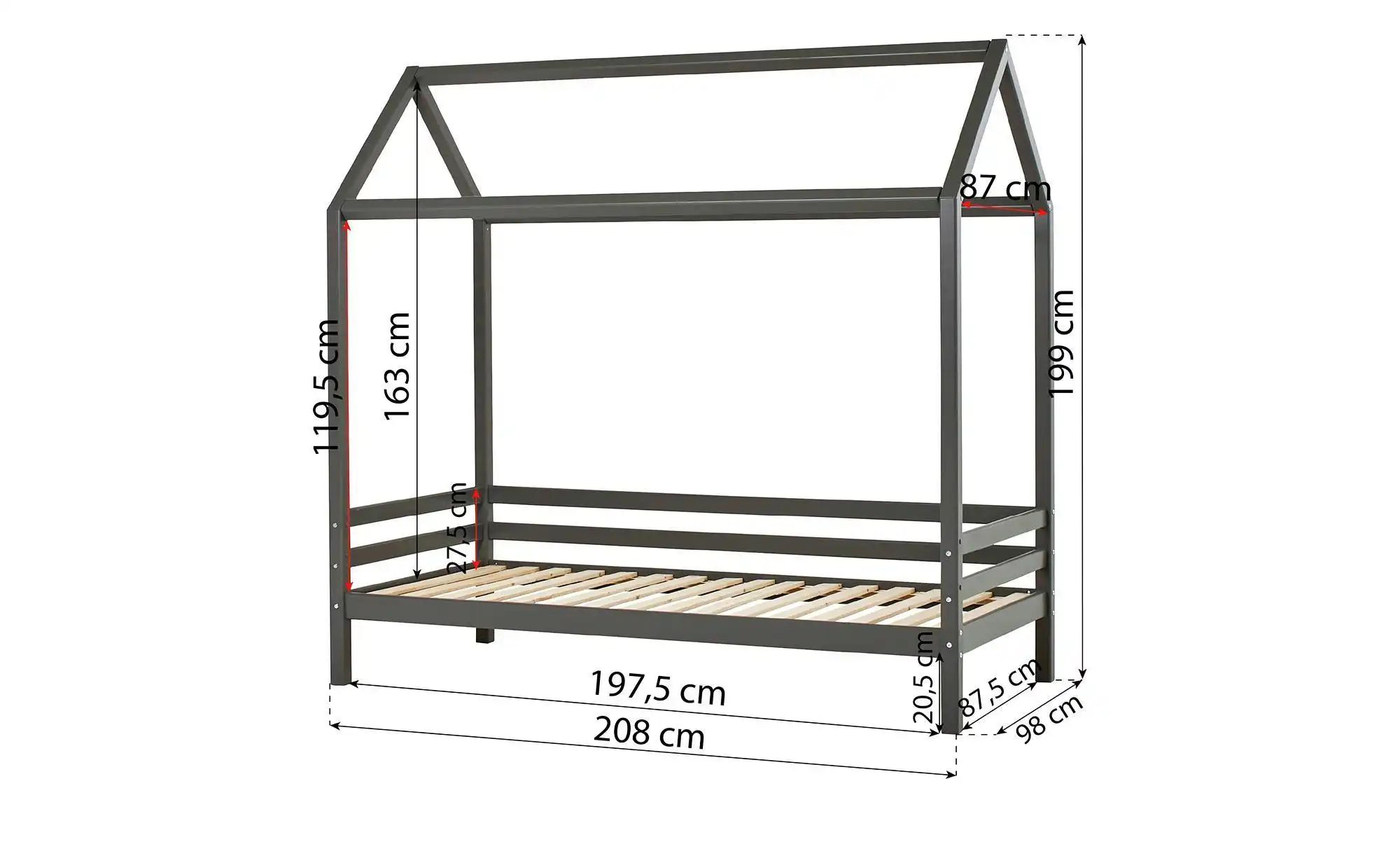 Hoppekids Bett  Eco Dream ¦ grau ¦ Maße (cm): B: 98 H: 199 Betten > Bettges günstig online kaufen
