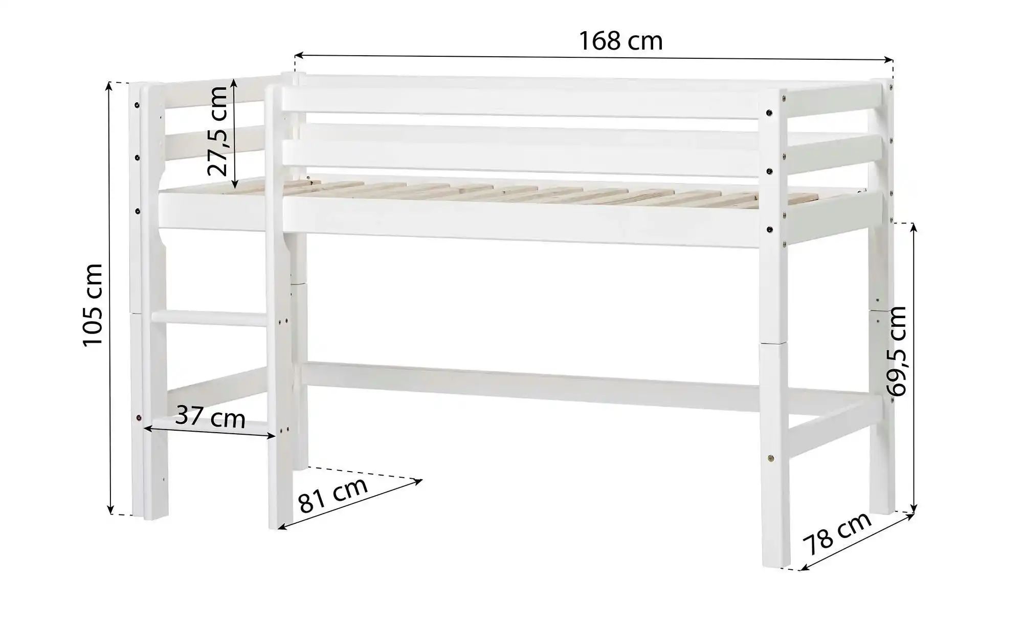 Hoppekids Hochbett  Eco Dream ¦ weiß ¦ Maße (cm): B: 81 H: 105 Betten > Bet günstig online kaufen