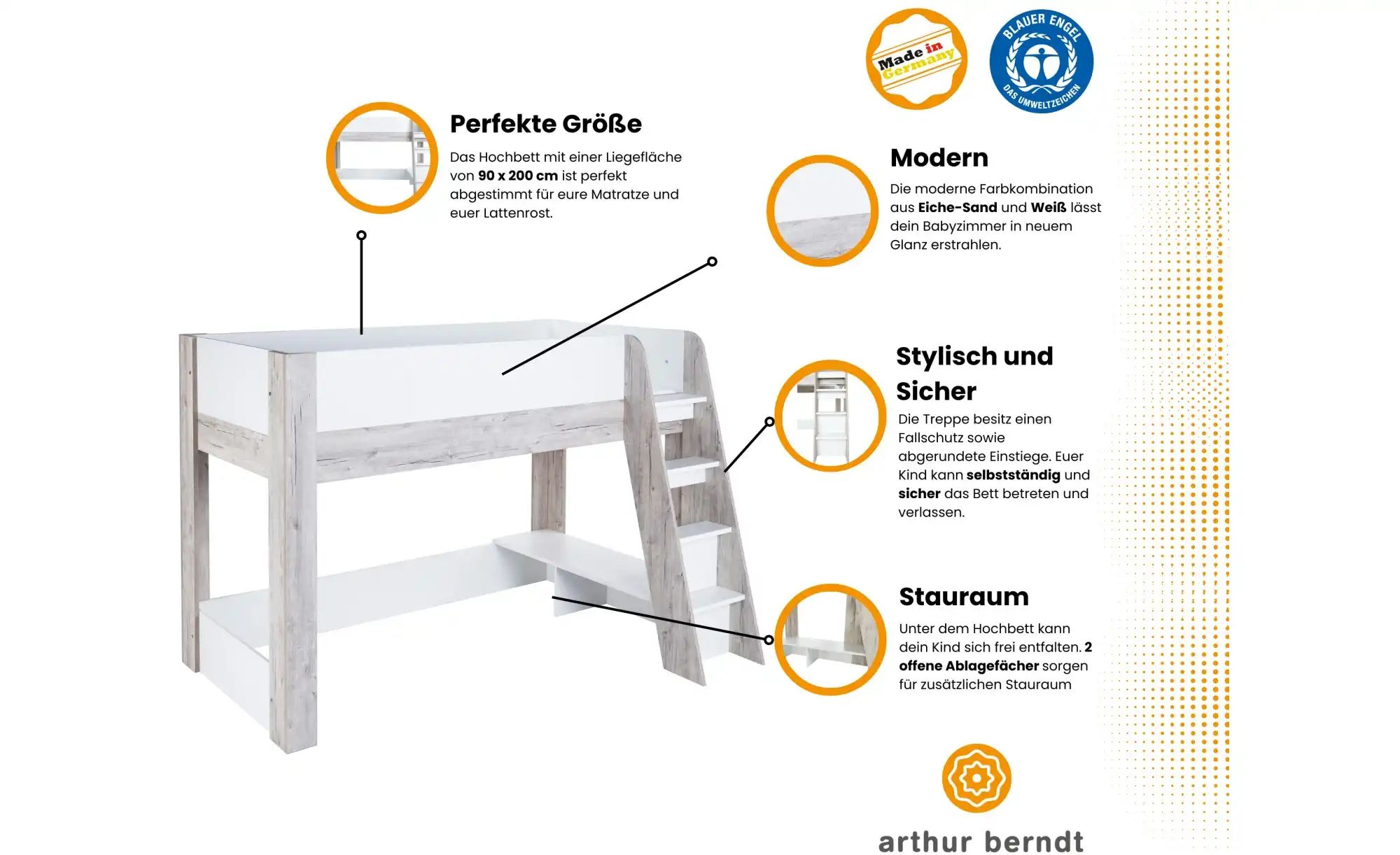 Hochbett  Bennet ¦ holzfarben ¦ Maße (cm): B: 208 H: 141 Betten > Bettgeste günstig online kaufen