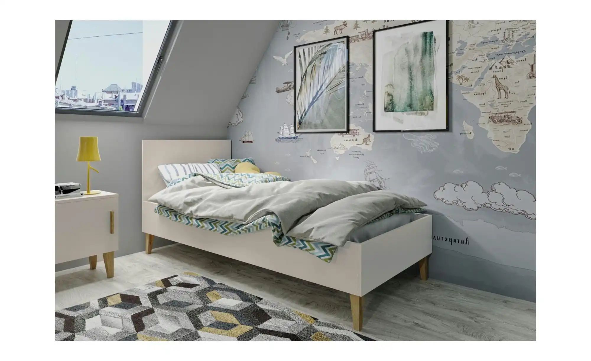 Bett  Kubi ¦ beige ¦ Maße (cm): B: 184 H: 92 Betten > Bettgestelle - Höffne günstig online kaufen