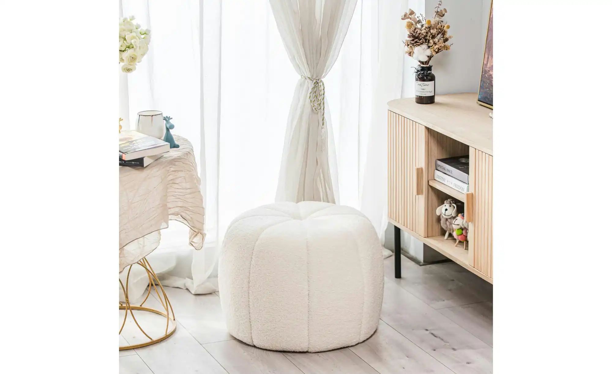 Pouf   ¦ creme ¦ Maße (cm): B: 50 H: 38 Polstermöbel > Hocker > Sitzpouf - günstig online kaufen