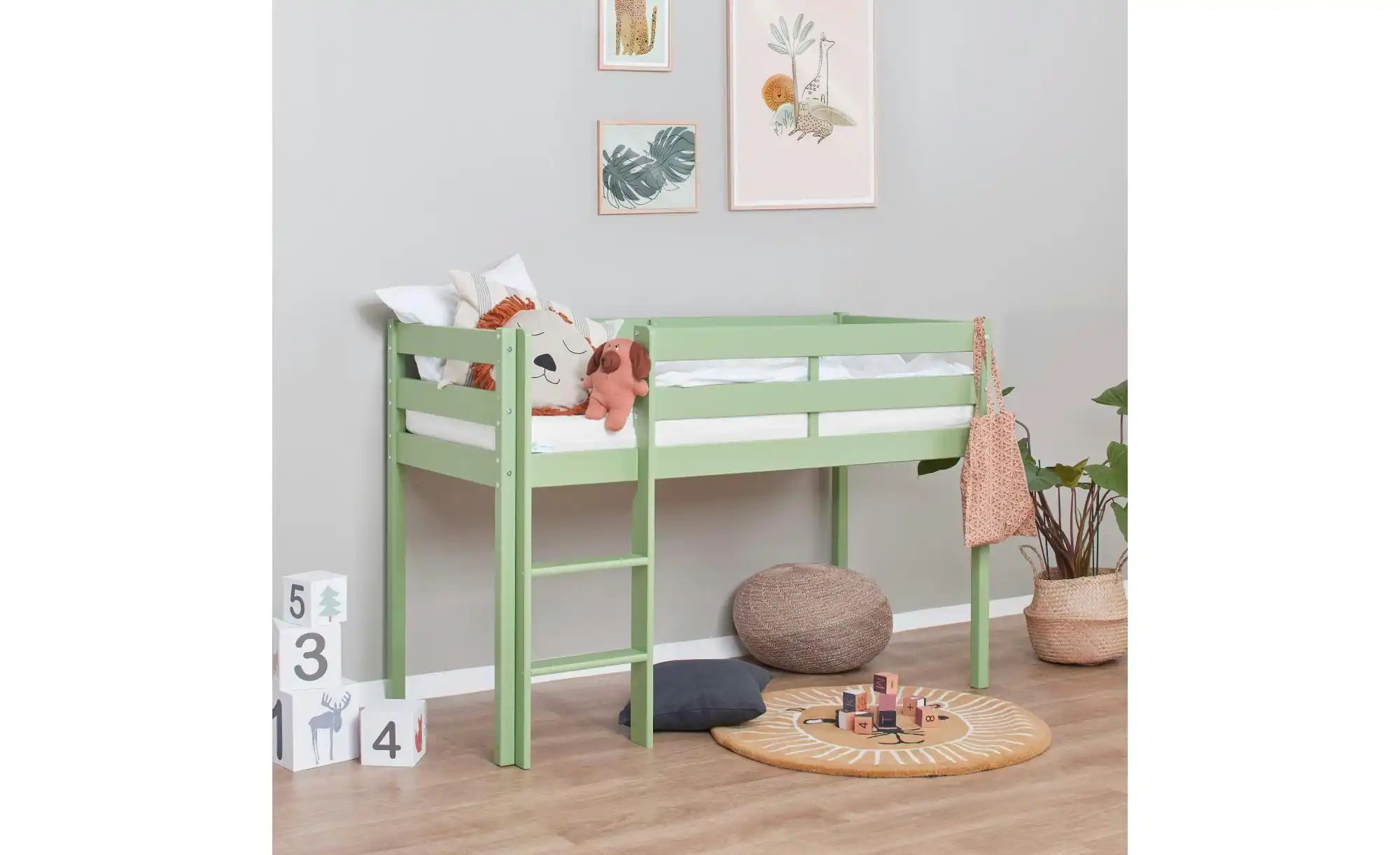 Hoppekids Halbhochbett   ¦ grün ¦ Maße (cm): B: 76 H: 114 Betten > Bettgest günstig online kaufen