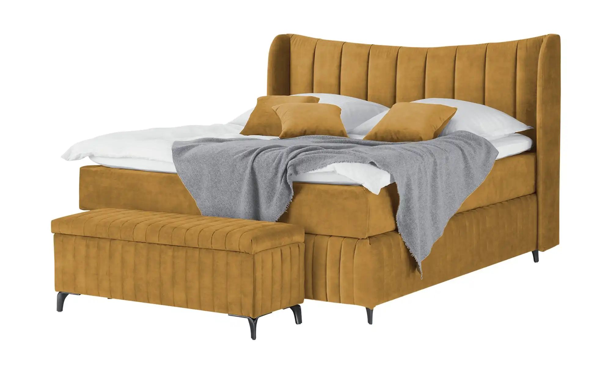 Kings and Queens Boxspringbett  Uldur ¦ gelb ¦ Maße (cm): B: 214 H: 122 Bet günstig online kaufen