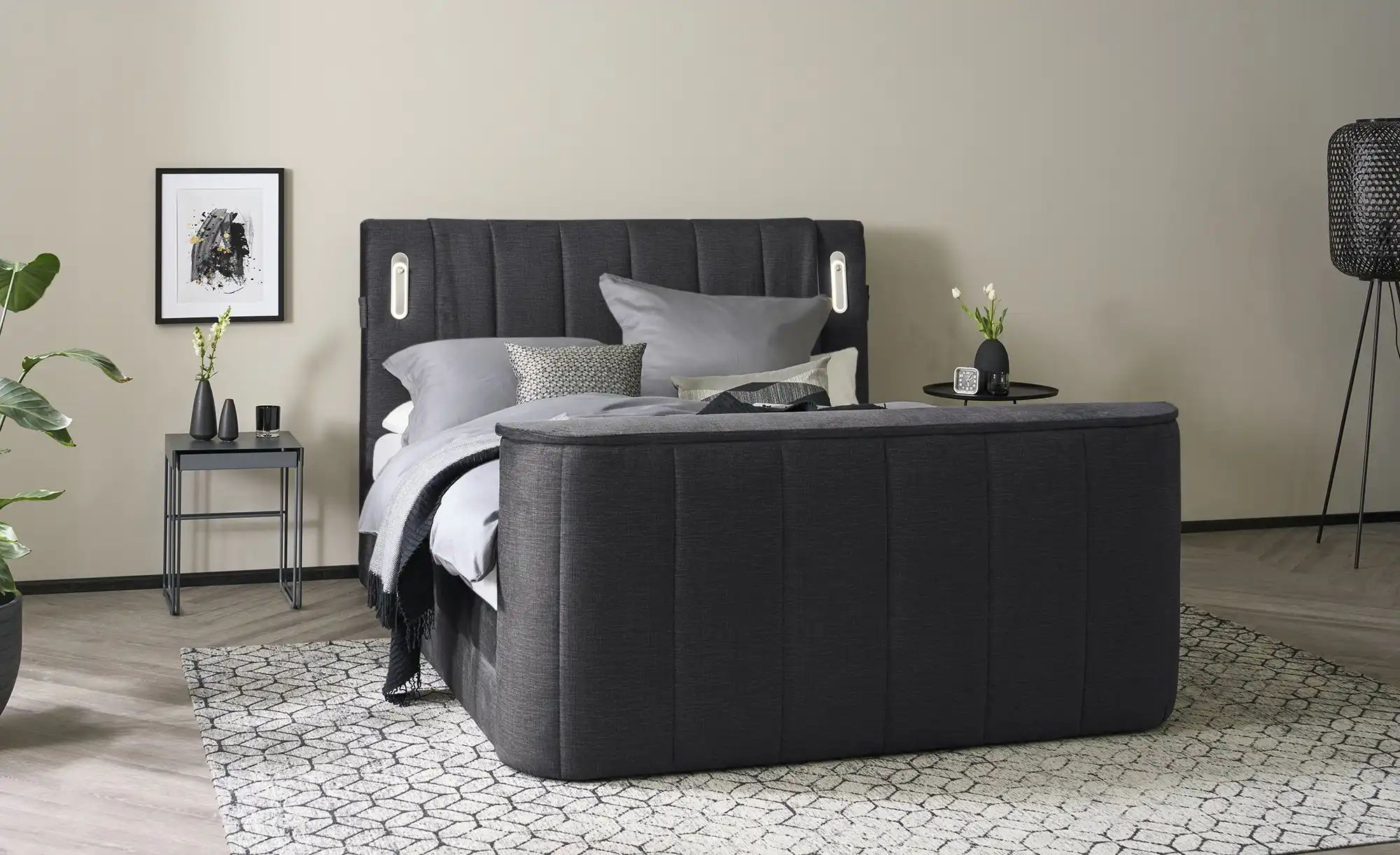 Boxspringbett  Hertfordshire ¦ schwarz ¦ Maße (cm): B: 186 H: 126 Betten > günstig online kaufen
