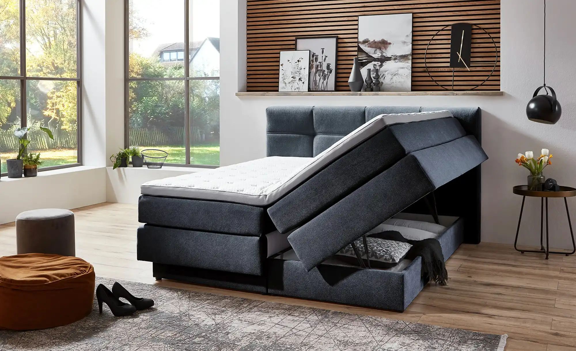 uno Boxspringbett  Chicago ¦ blau ¦ Maße (cm): B: 168 H: 112 Betten > Boxsp günstig online kaufen