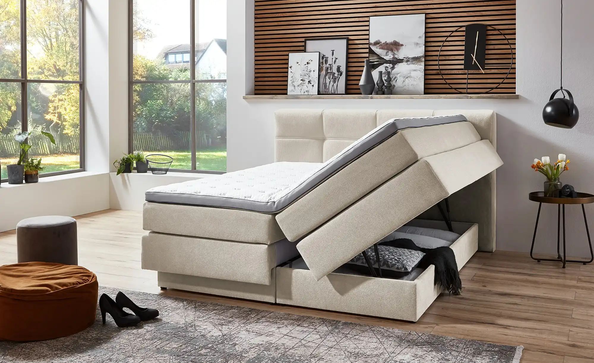 uno Boxspringbett  Chicago ¦ creme ¦ Maße (cm): B: 168 H: 112 Betten > Boxs günstig online kaufen