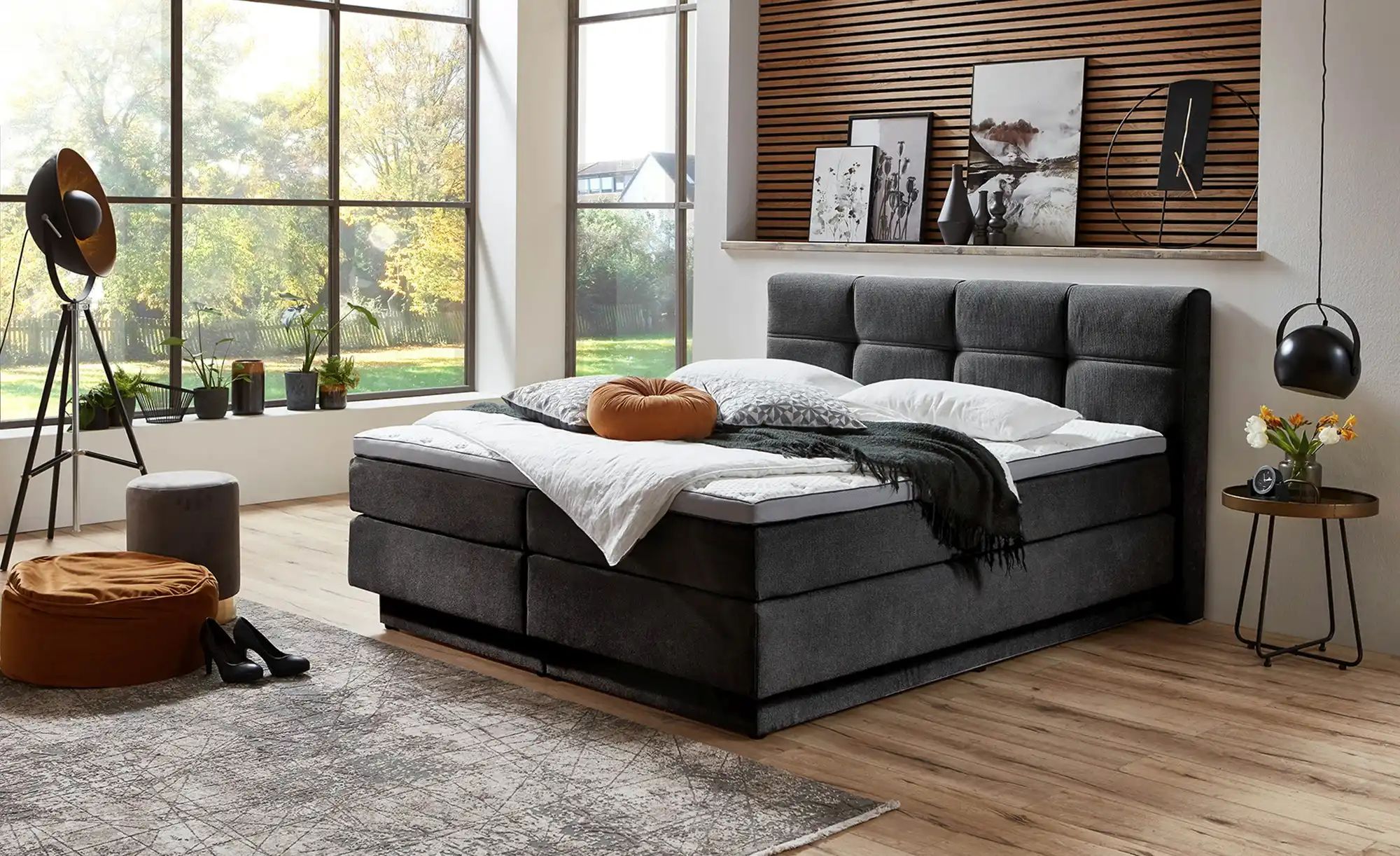 Thumbnail - uno Boxspringbett Chicago ¦ grau ¦ Maße (cm): B: 188 H: 112 Betten > Boxspringbetten > Boxspringbetten 180x200 - Höffne...