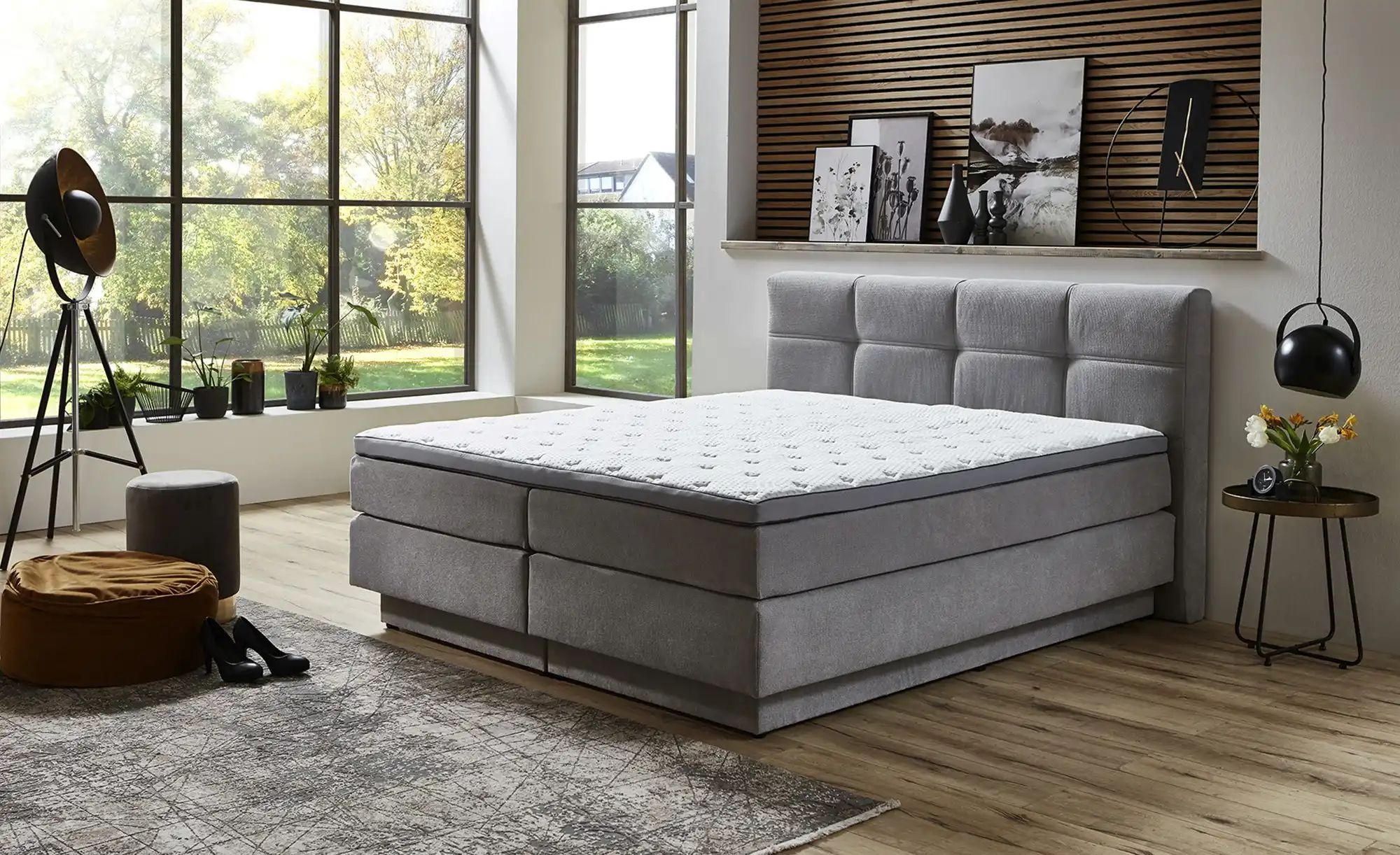 uno Boxspringbett  Chicago ¦ grau ¦ Maße (cm): B: 188 H: 112 Betten > Boxsp günstig online kaufen
