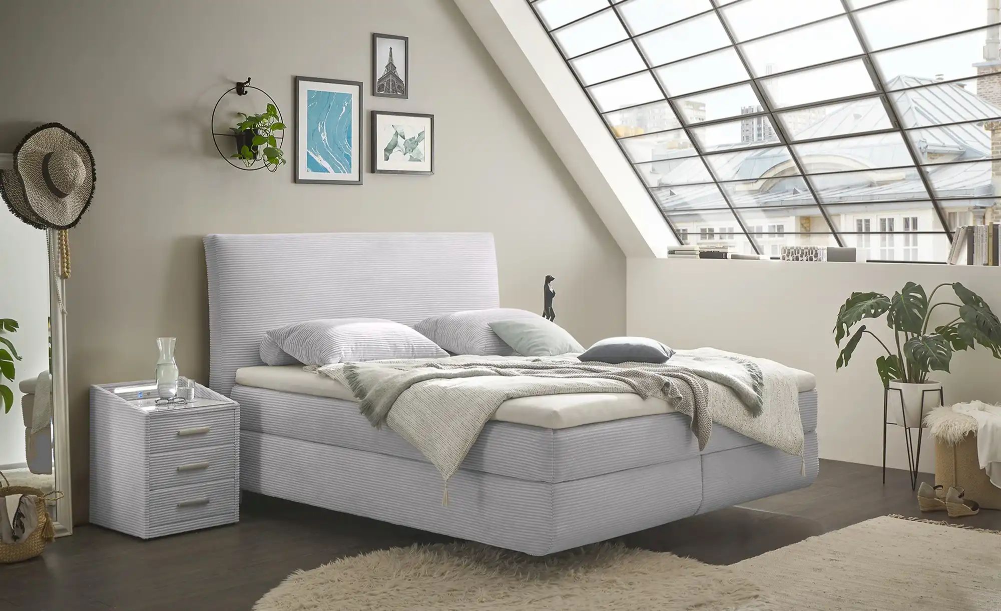 Boxspringbett  Kent ¦ grau ¦ Maße (cm): B: 185 H: 126 Betten > Boxspringbet günstig online kaufen