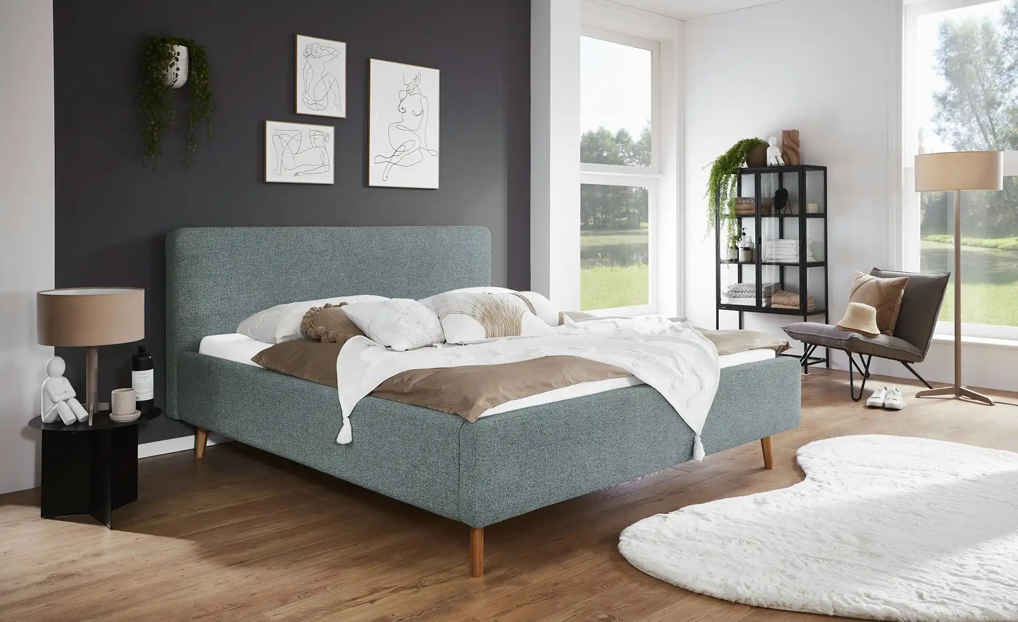 Polsterbett  Mattis ¦ blau ¦ Maße (cm): B: 181 H: 105 Betten > Komfortbette günstig online kaufen