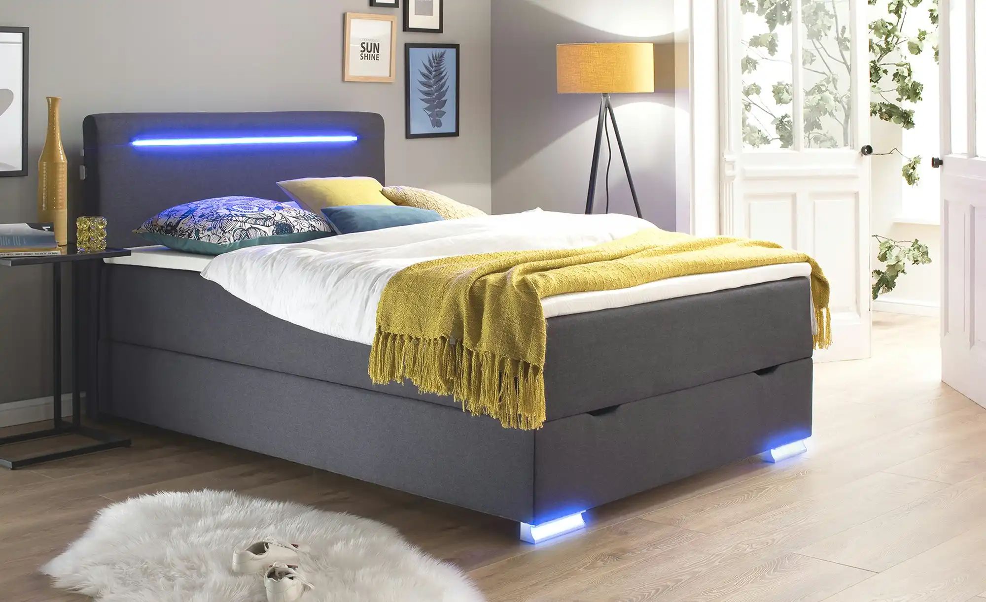 Boxspringbett  Knight ¦ grau ¦ Maße (cm): B: 123 H: 110 Betten > Einzelbett günstig online kaufen