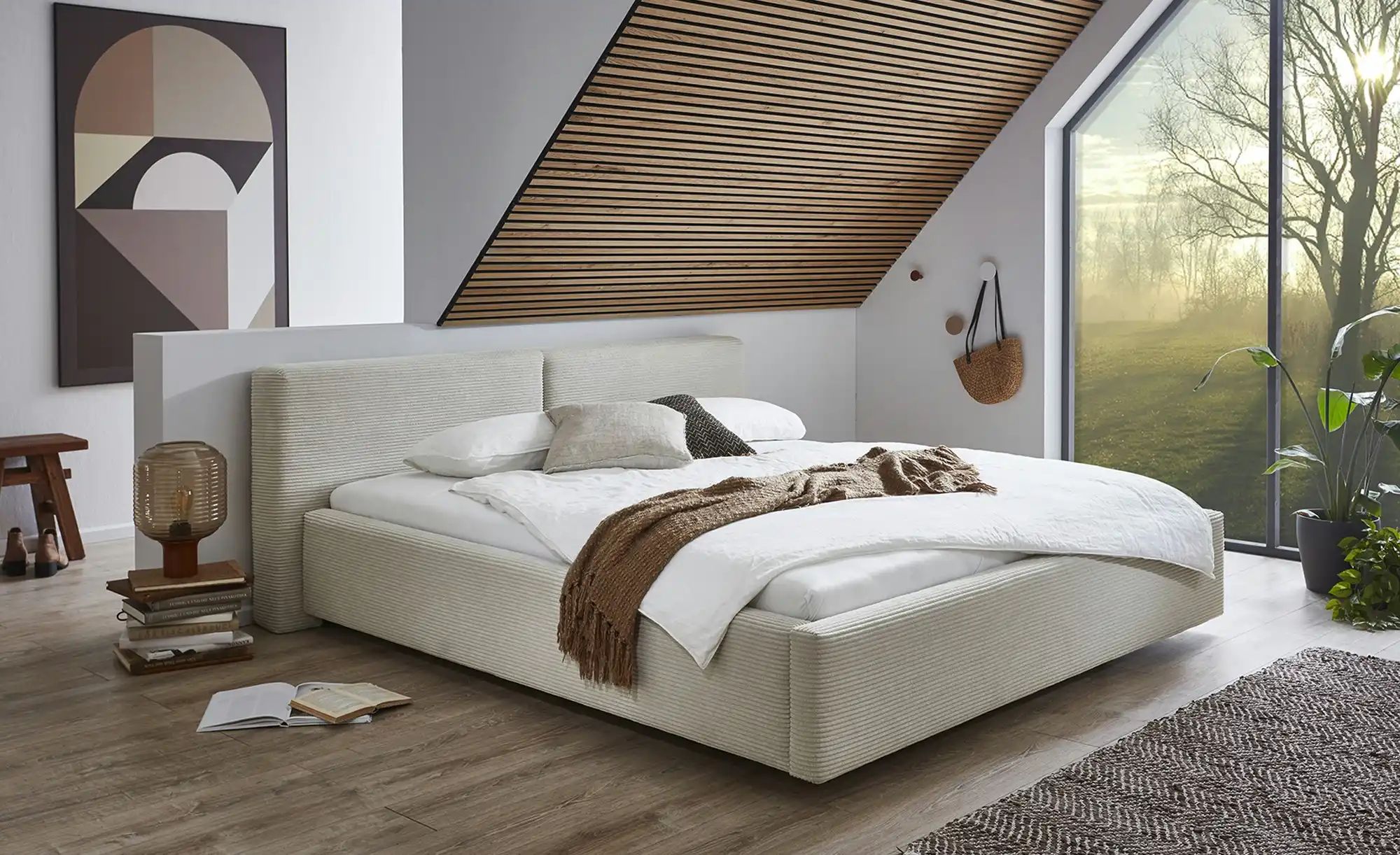 Polsterbett mit Bettkasten  Colville ¦ beige ¦ Maße (cm): B: 218 H: 82 Bett günstig online kaufen