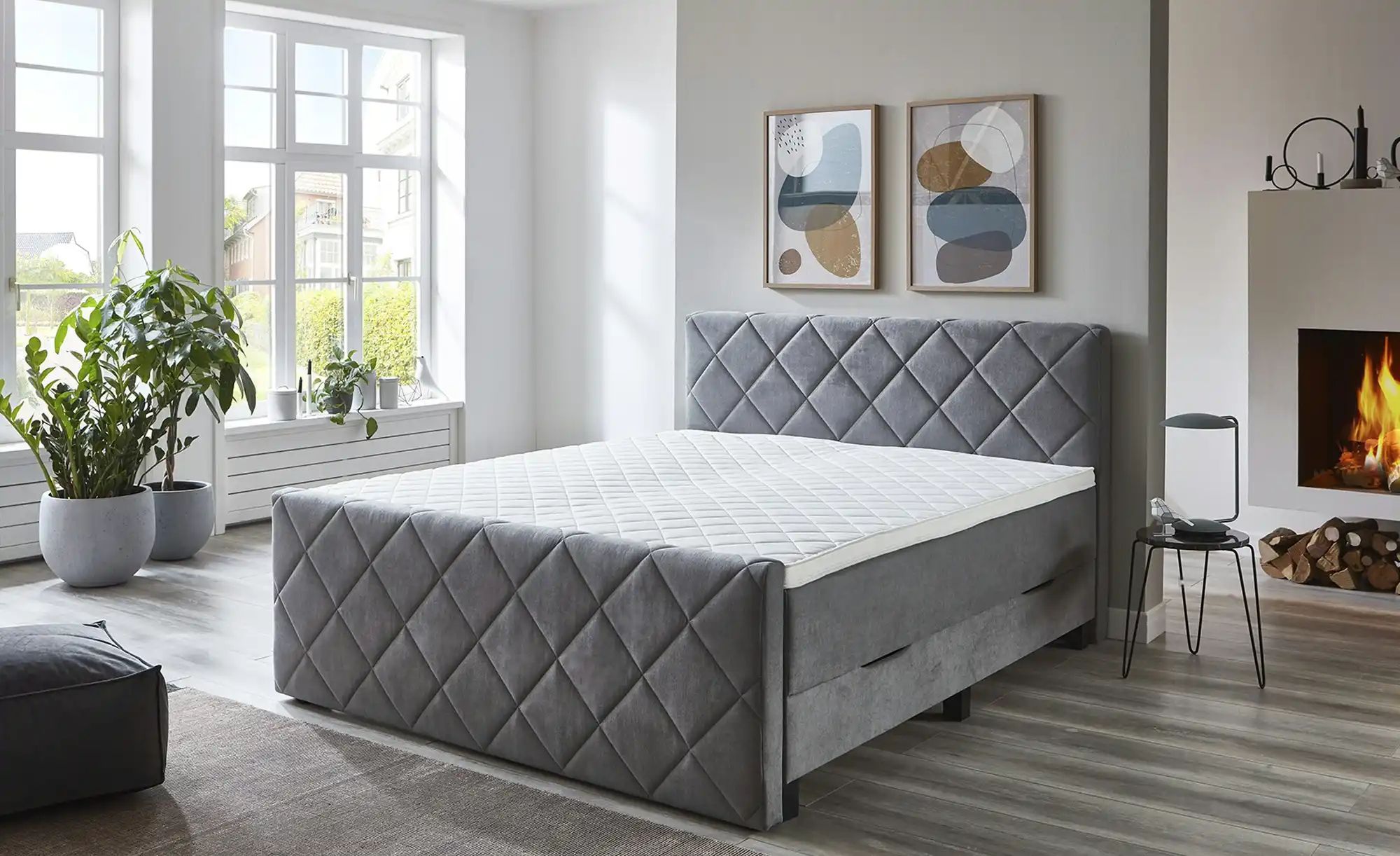 Thumbnail - Boxspringbett  Shropshire ¦ grau ¦ Maße (cm): B: 180 H: 112 Betten > Boxspringbetten - Höffner