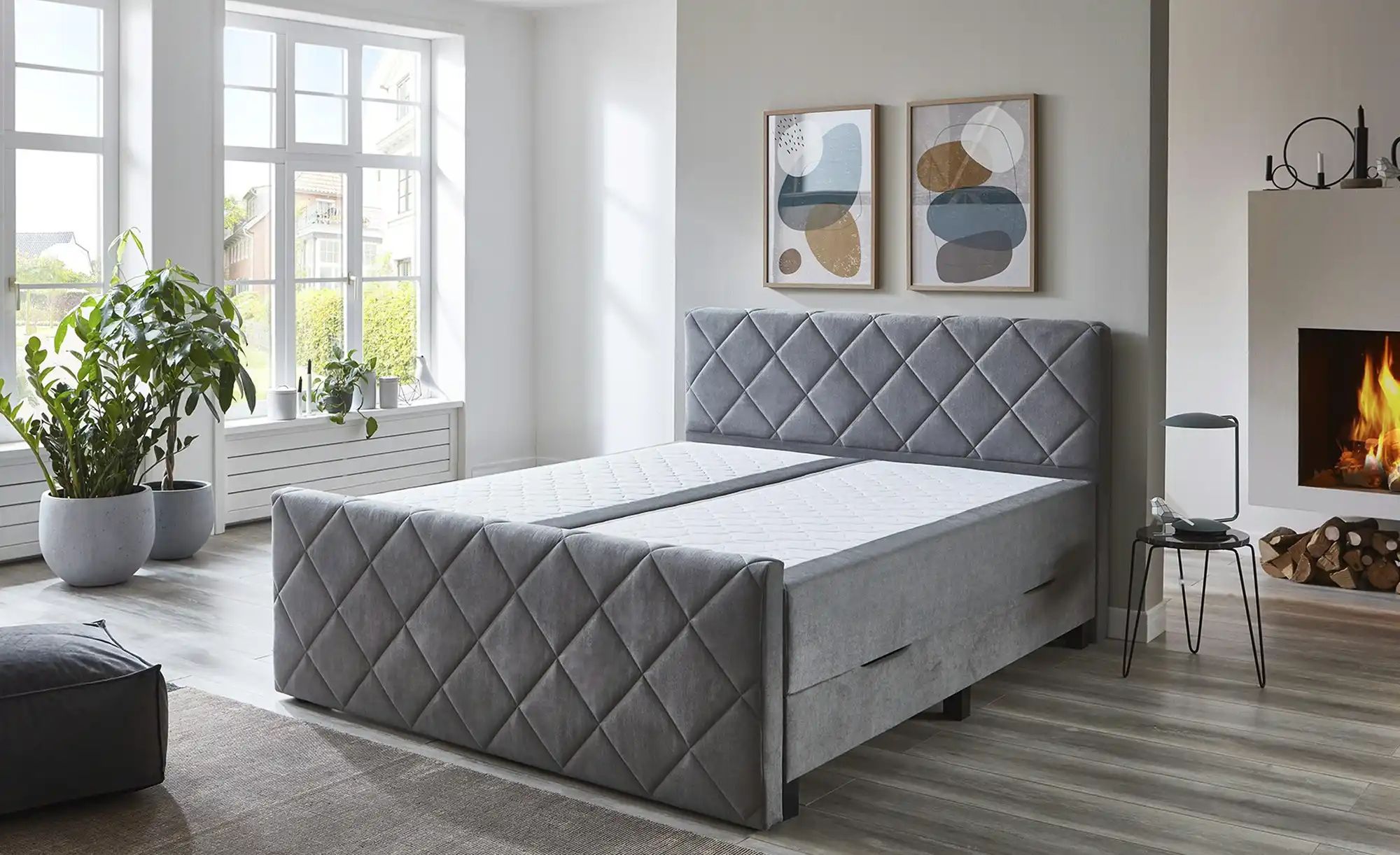 Thumbnail - Boxspringbett  Shropshire ¦ grau ¦ Maße (cm): B: 180 H: 112 Betten > Boxspringbetten - Höffner