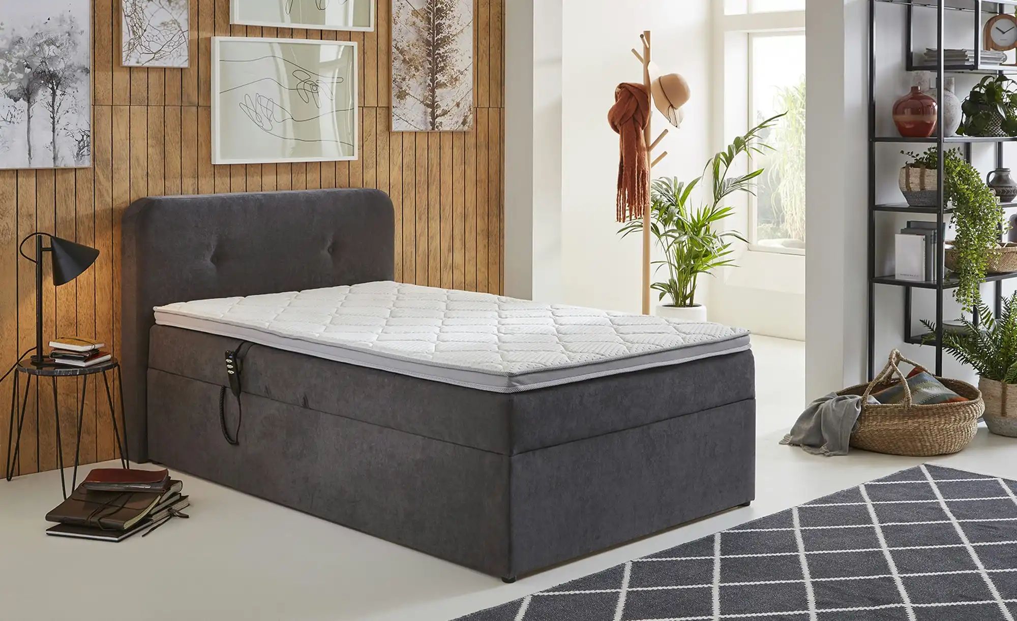 Boxbett elektrisch mit Stauraum  Rutland ¦ grau ¦ Maße (cm): B: 130 H: 104 günstig online kaufen