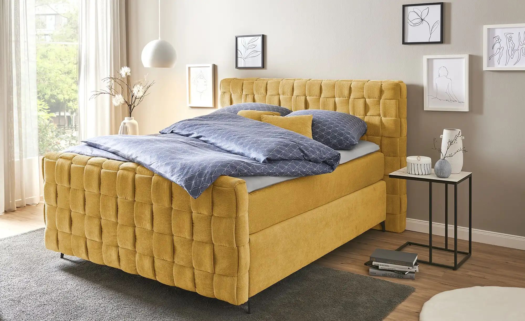 Boxspringbett  Tefla ¦ gelb ¦ Maße (cm): B: 182 H: 132,5 Betten > Komfortbe günstig online kaufen