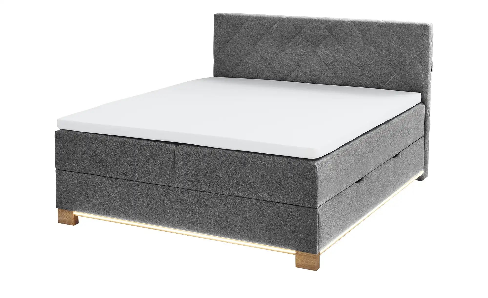Boxspringbett USB-Anschluss & LED- Beleuchtung  Clara ¦ grau ¦ Maße (cm): B günstig online kaufen