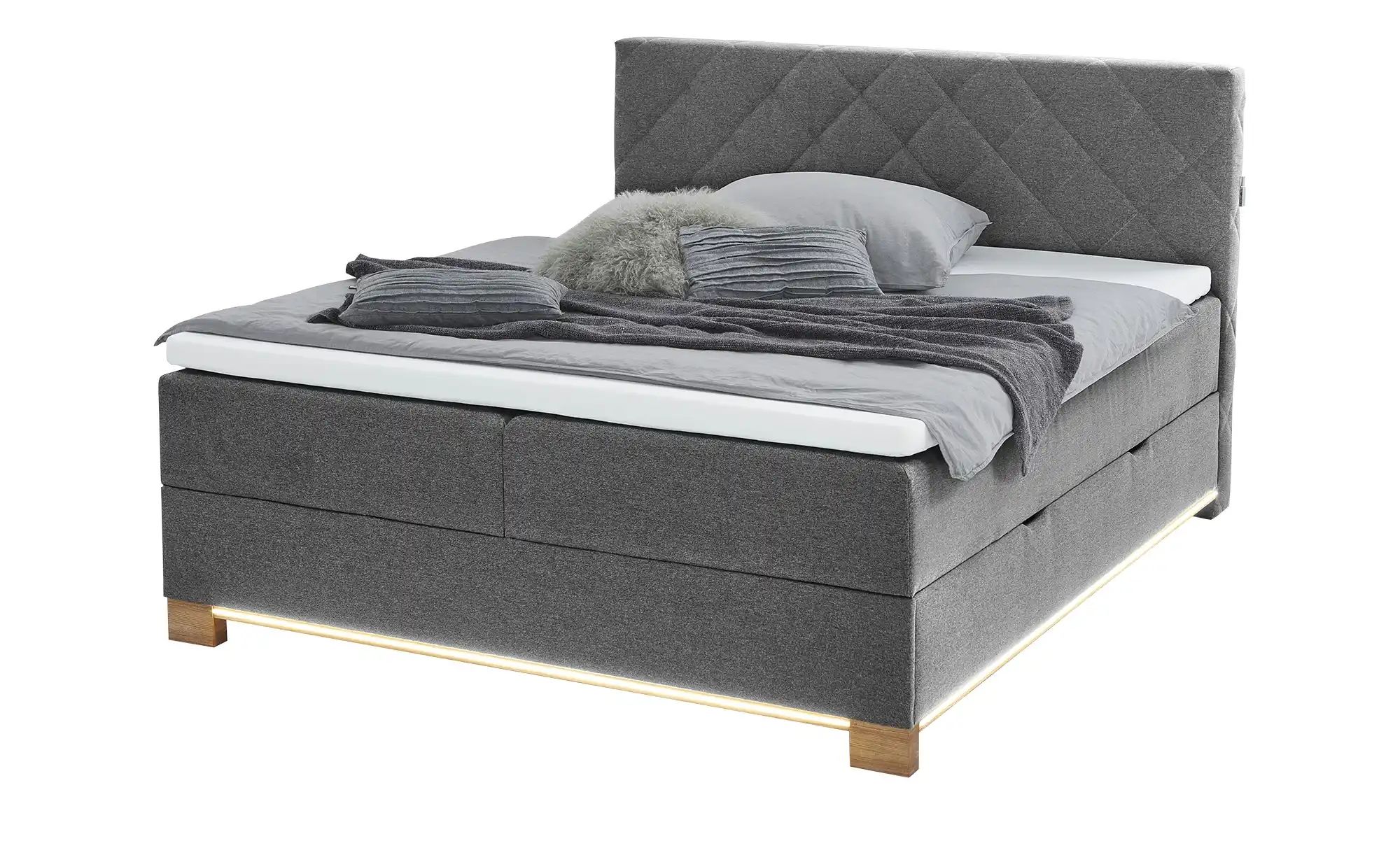 Boxspringbett USB-Anschluss & LED- Beleuchtung  Clara ¦ grau ¦ Maße (cm): B günstig online kaufen