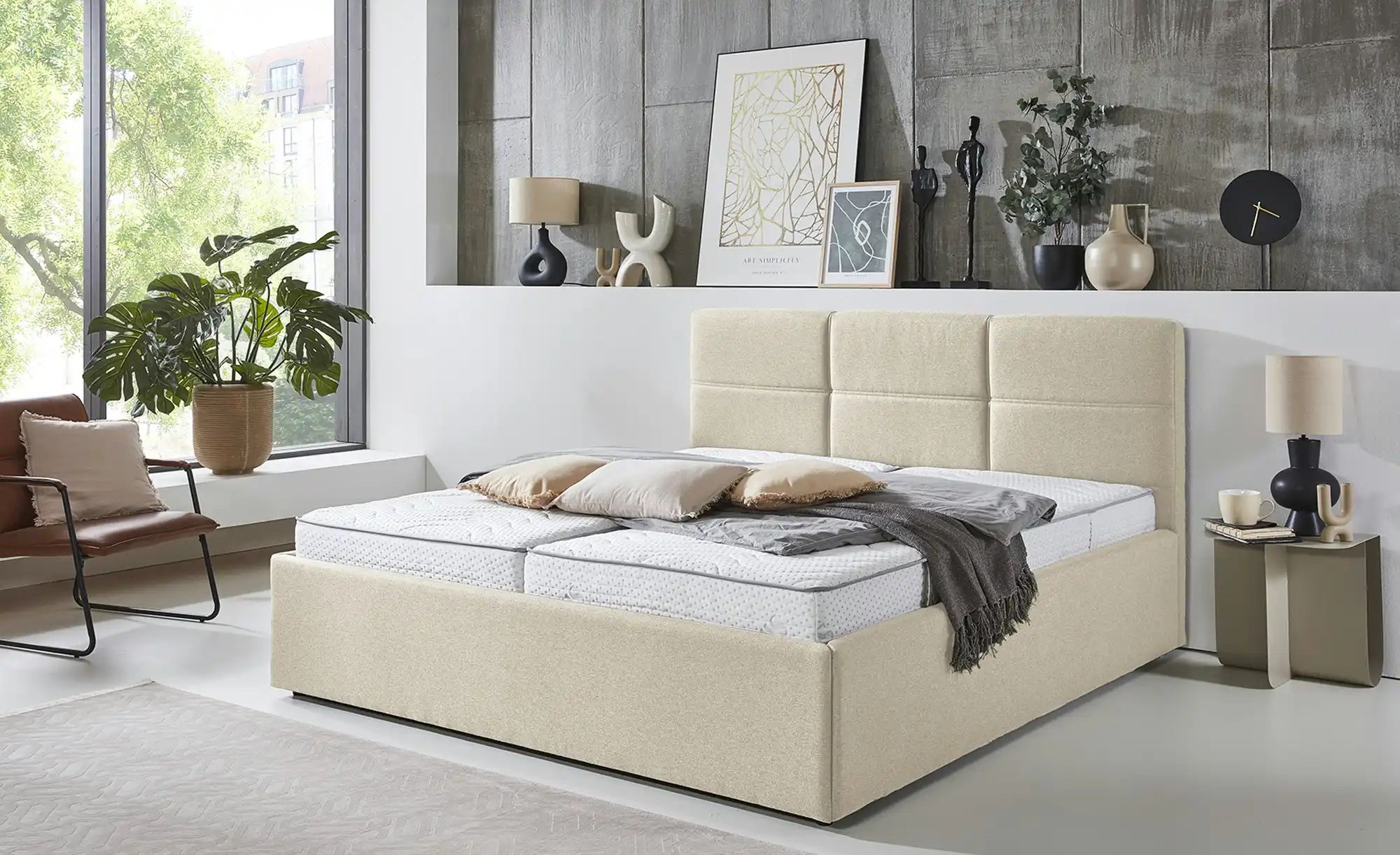 Polsterbett  Dursley ¦ beige ¦ Maße (cm): B: 193 H: 110 Betten > Polsterbet günstig online kaufen