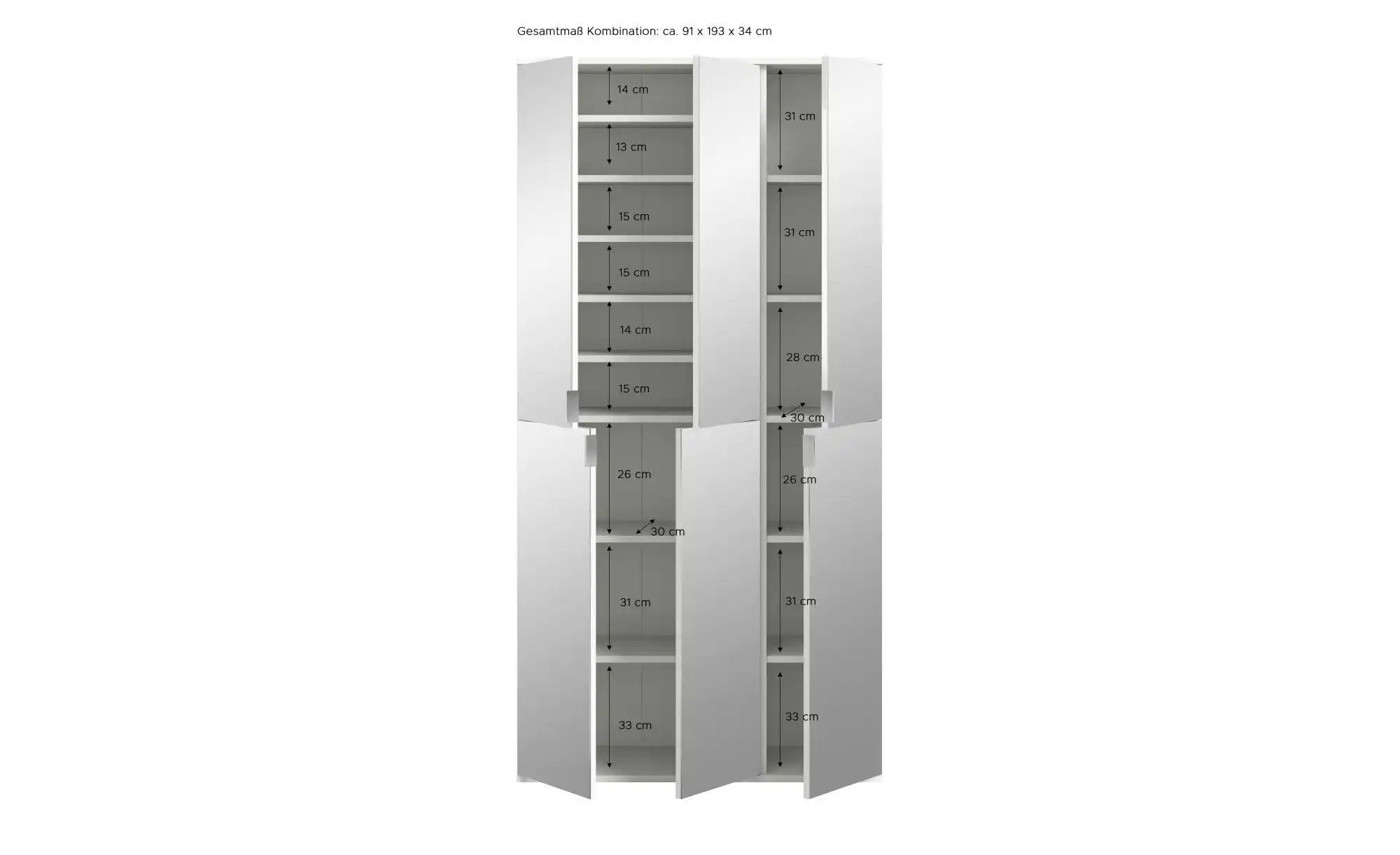 Garderobenschrank  Projekt X ¦ weiß ¦ Maße (cm): B: 91 H: 193 T: 34.0 Schrä günstig online kaufen