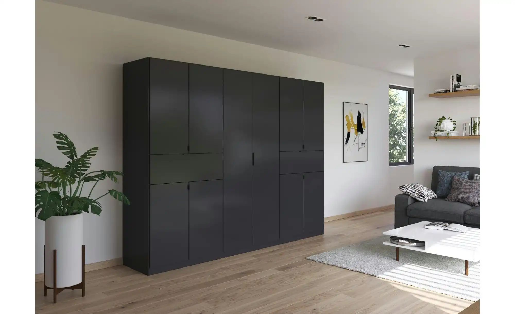 Drehtürenschrank  Thurso ¦ schwarz ¦ Maße (cm): B: 271 H: 210 Schränke > Kl günstig online kaufen