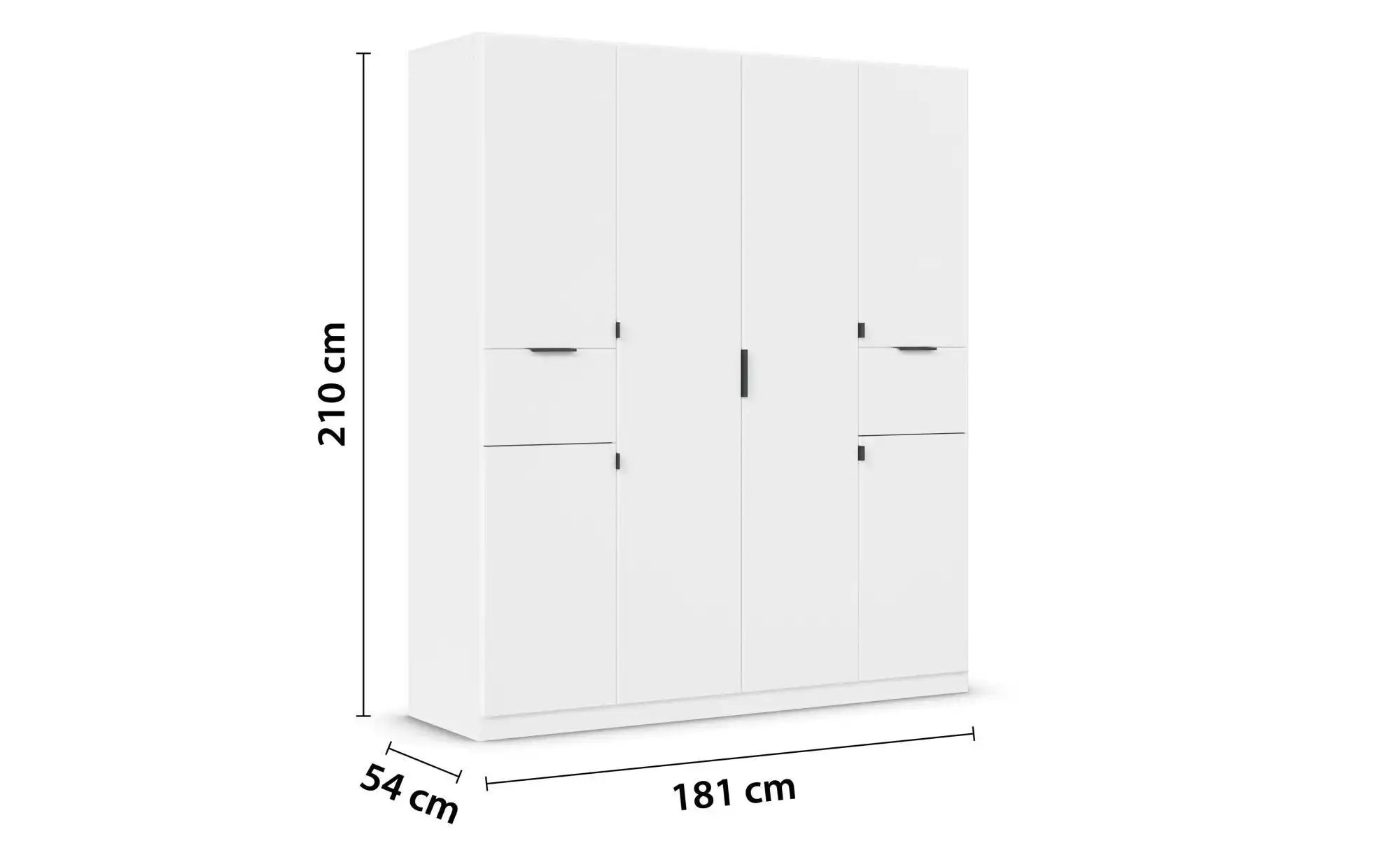 Drehtürenschrank  Thurso ¦ weiß ¦ Maße (cm): B: 181 H: 210 Schränke > Kleid günstig online kaufen
