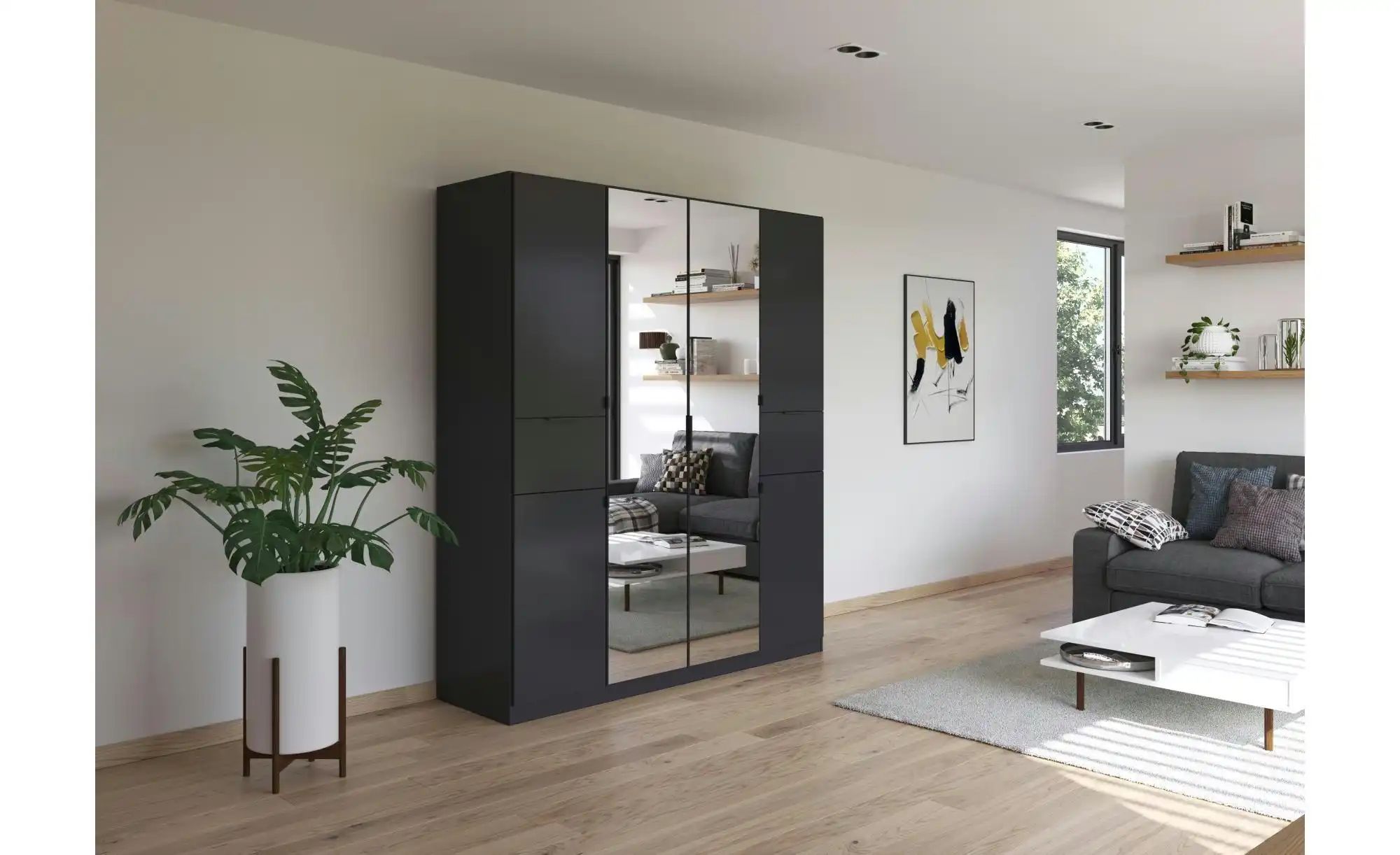 Drehtürenschrank  Thurso ¦ schwarz ¦ Maße (cm): B: 181 H: 210 Schränke > Kl günstig online kaufen