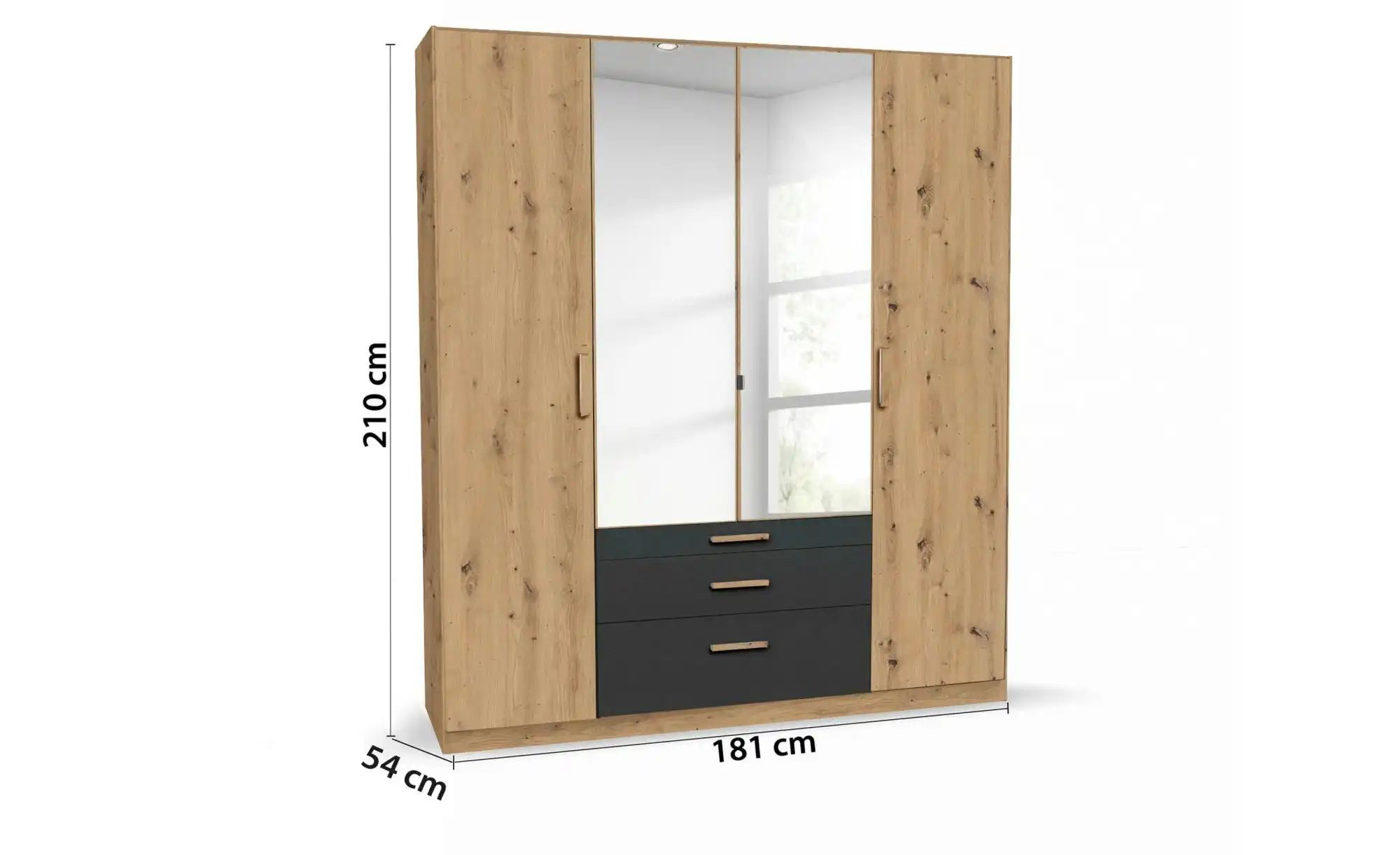 Drehtürenschrank  Moffat ¦ holzfarben ¦ Maße (cm): B: 181 H: 210 Schränke > günstig online kaufen