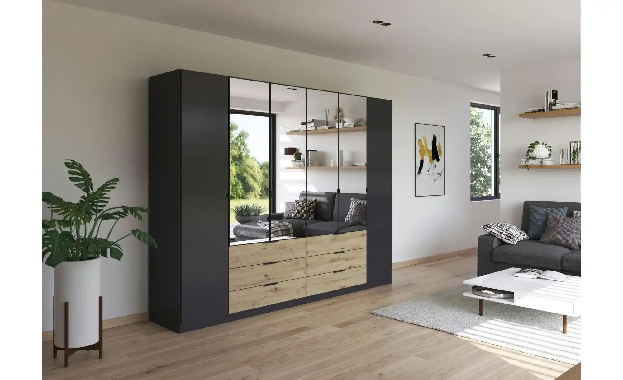 Thumbnail - Drehtürenschrank Dundee ¦ schwarz ¦ Maße (cm): B: 271 H: 210 Schränke > Kleiderschränke > Drehtürenschränke - Höffner