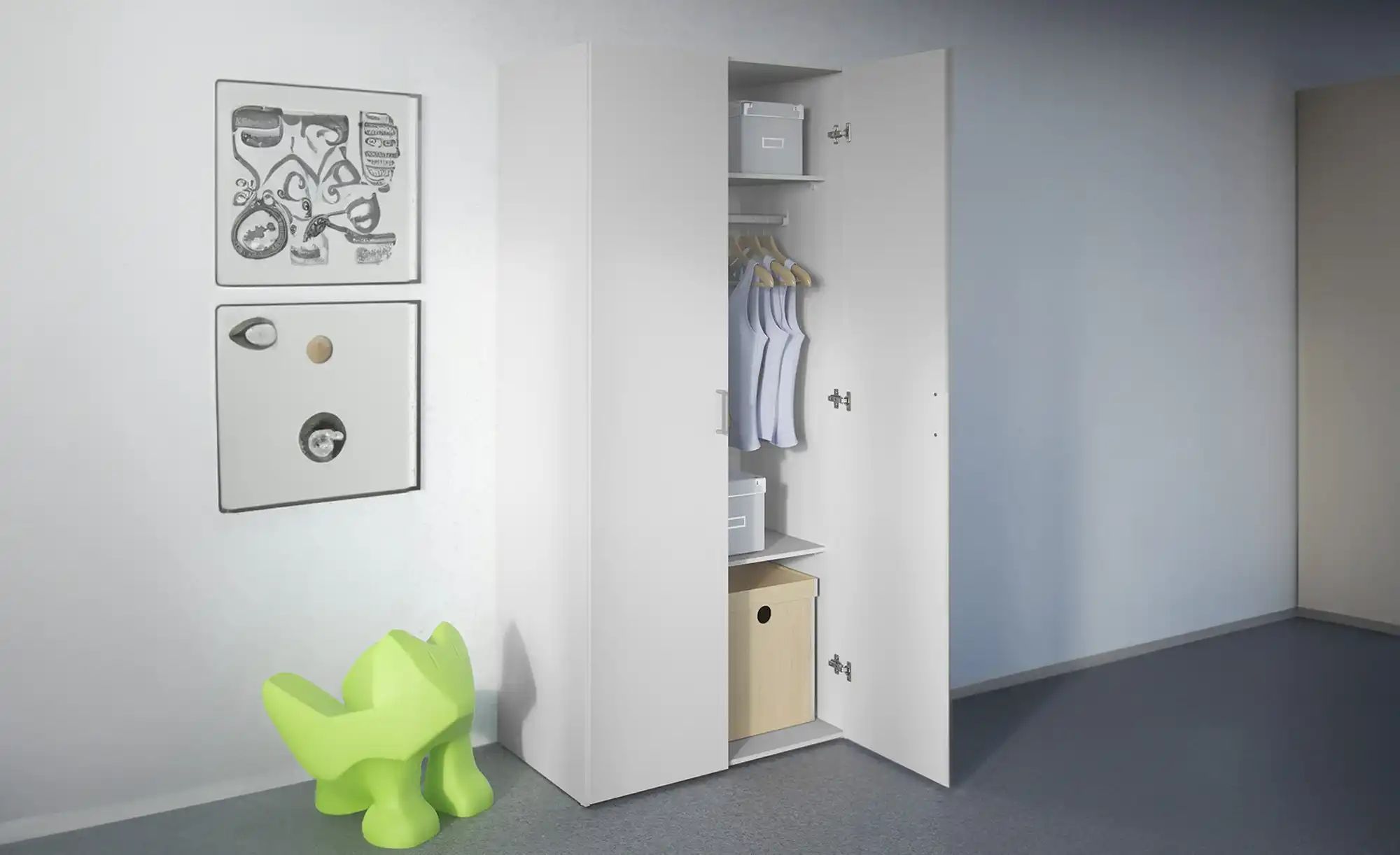 Drehtürenschrank  Spalding ¦ weiß ¦ Maße (cm): B: 77,6 H: 175,4 T: 49.5 Sch günstig online kaufen