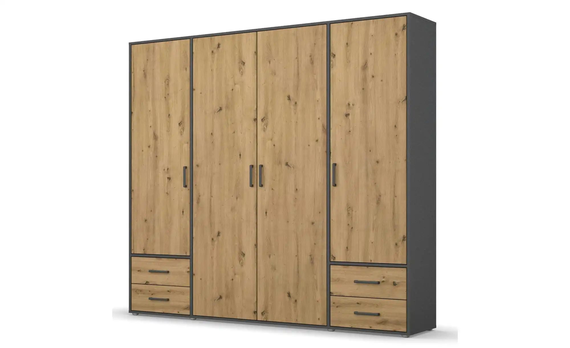 Drehtürenschrank  Yarm ¦ grau ¦ Maße (cm): B: 187 H: 194 Schränke > Kleider günstig online kaufen