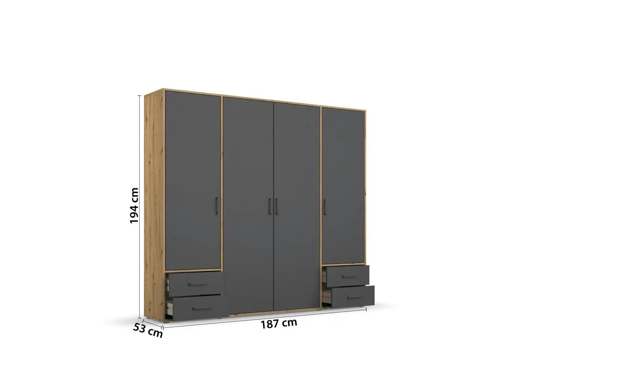 Drehtürenschrank  Yarm ¦ braun ¦ Maße (cm): B: 187 H: 194 Schränke > Kleide günstig online kaufen