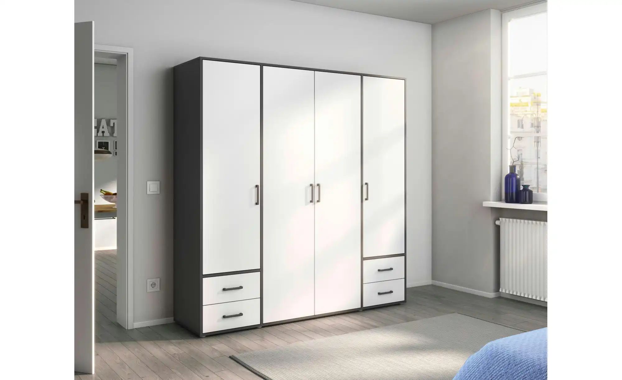 Drehtürenschrank  Yarm ¦ grau ¦ Maße (cm): B: 187 H: 194 Schränke > Kleider günstig online kaufen