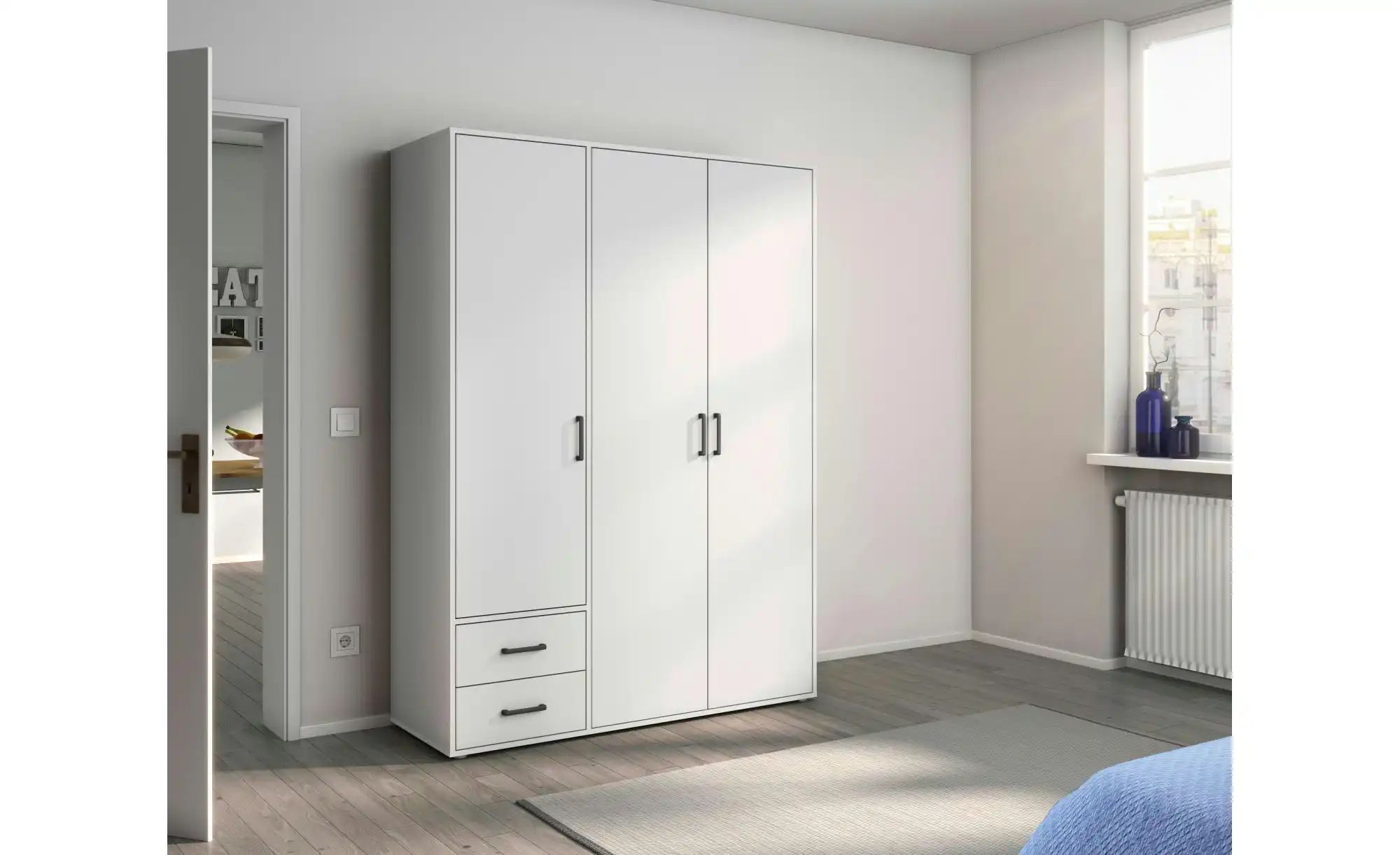 Drehtürenschrank  Yarm ¦ weiß ¦ Maße (cm): B: 140 H: 194 Schränke > Kleider günstig online kaufen