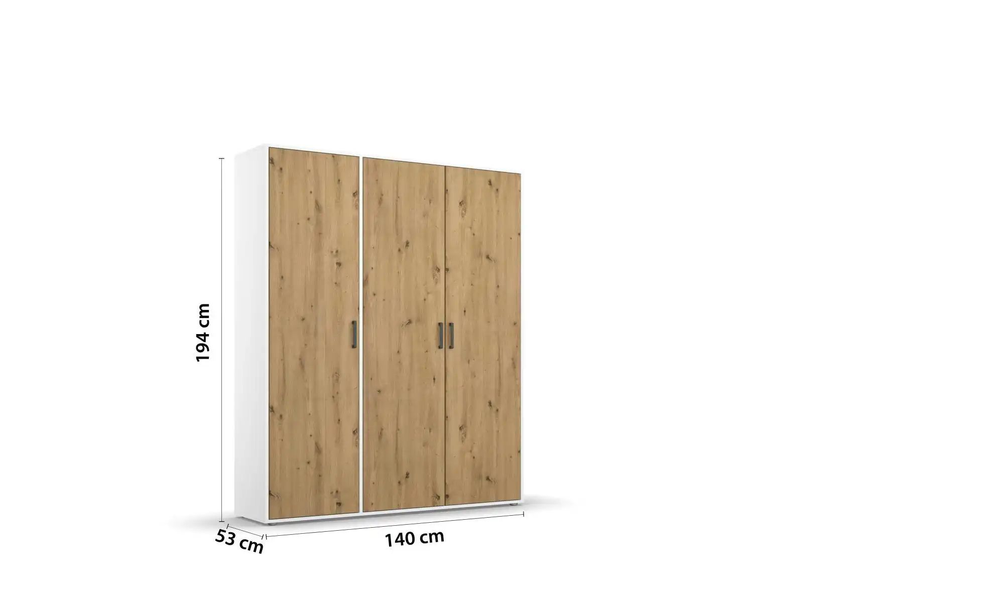 Drehtürenschrank  Yarm ¦ weiß ¦ Maße (cm): B: 140 H: 194 Schränke > Kleider günstig online kaufen
