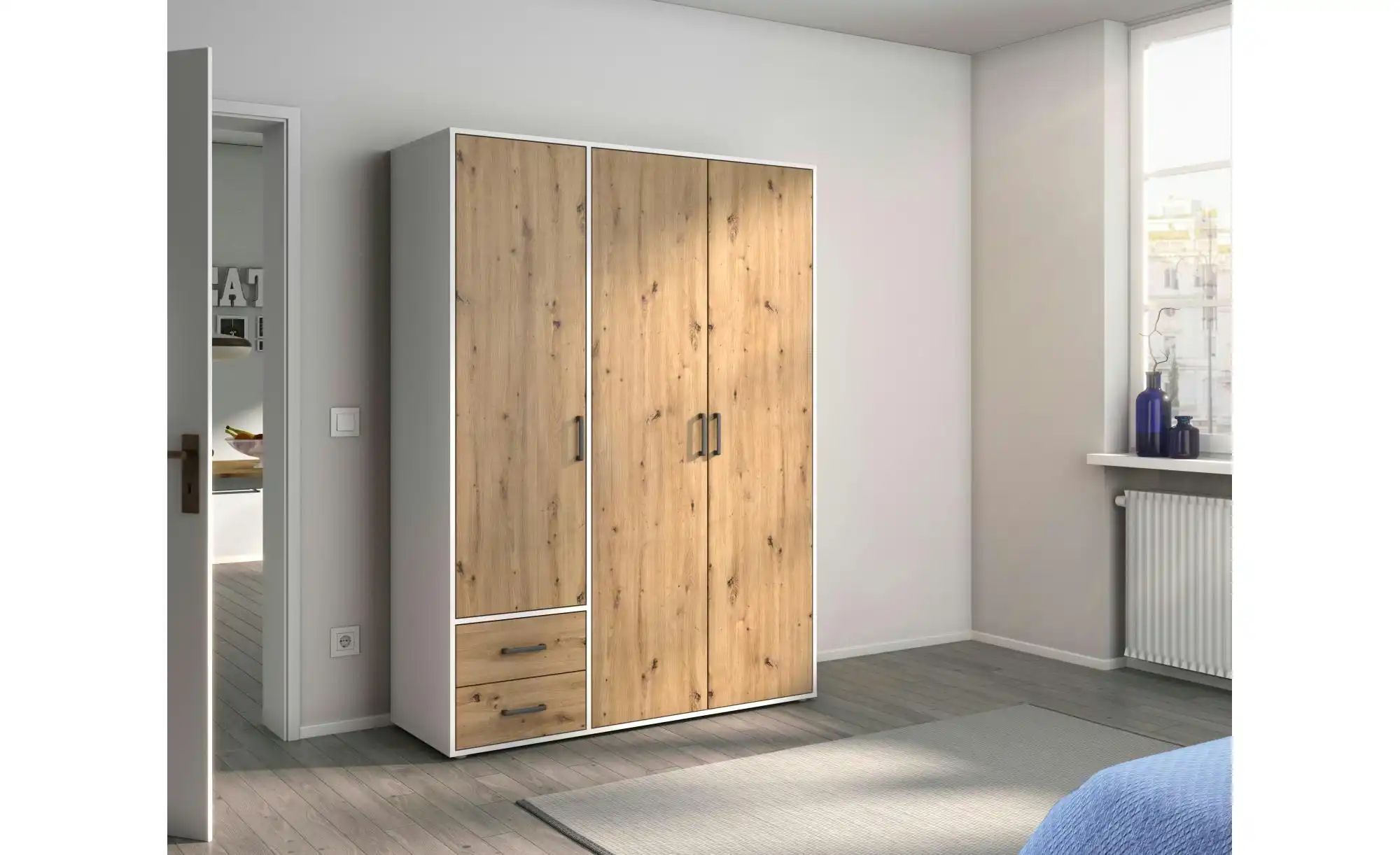 Drehtürenschrank  Yarm ¦ weiß ¦ Maße (cm): B: 140 H: 194 Schränke > Kleider günstig online kaufen