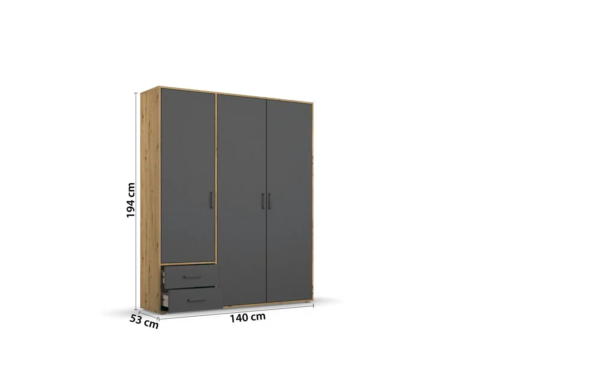 Drehtürenschrank  Yarm ¦ braun ¦ Maße (cm): B: 140 H: 194 Schränke > Kleide günstig online kaufen