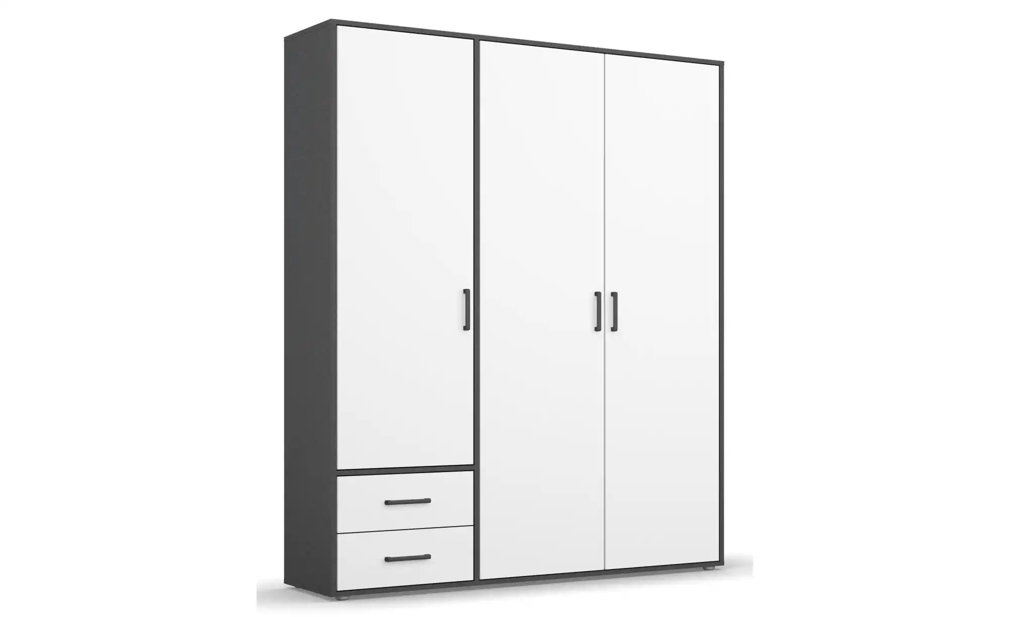 Drehtürenschrank  Yarm ¦ grau ¦ Maße (cm): B: 140 H: 194 Schränke > Kleider günstig online kaufen