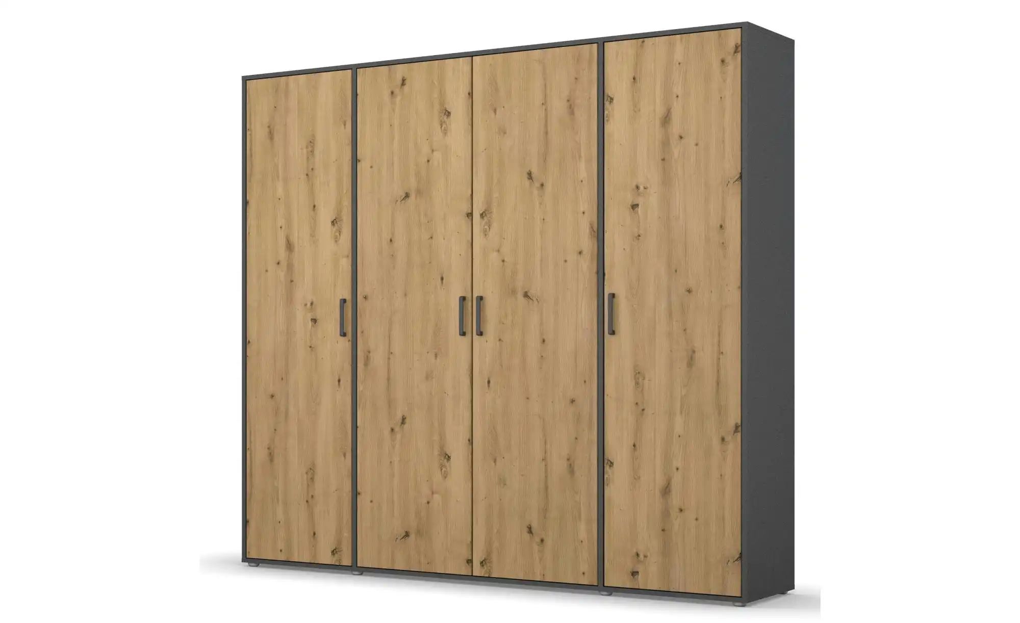 Drehtürenschrank  Yarm ¦ grau ¦ Maße (cm): B: 187 H: 194 Schränke > Kleider günstig online kaufen