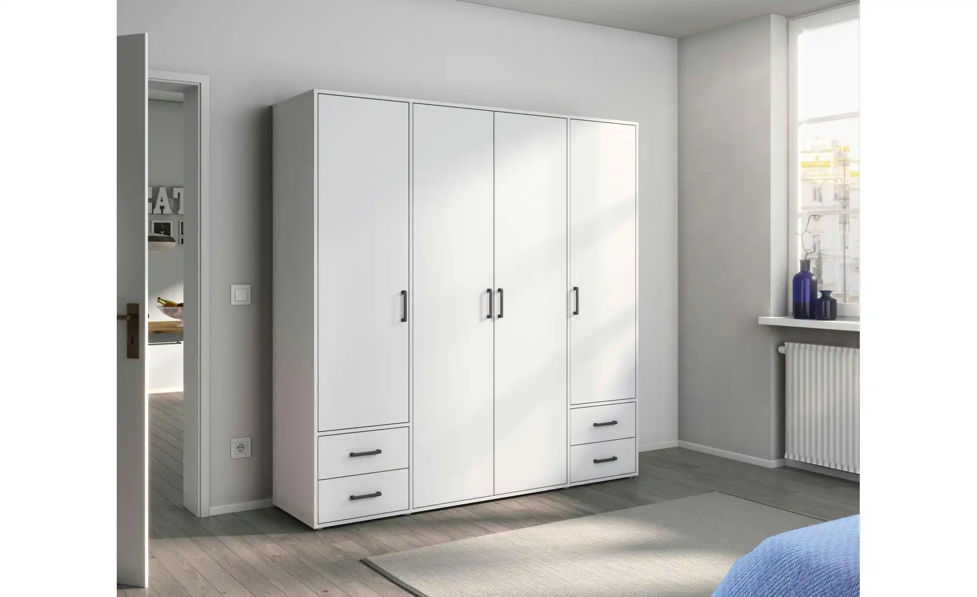 Drehtürenschrank  Yarm ¦ weiß ¦ Maße (cm): B: 187 H: 194 Schränke > Kleider günstig online kaufen