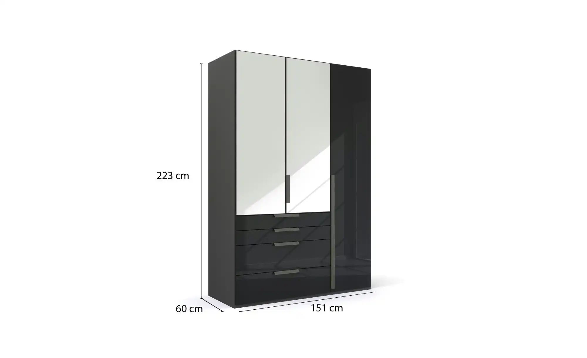 Thumbnail - Drehtürenschrank  Port Talbot ¦ schwarz ¦ Maße (cm): B: 151 H: 223 Schränke > Kleiderschränke > Drehtürenschränke - Höff...