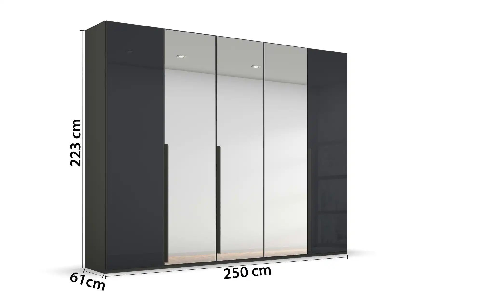 Thumbnail - Drehtürenschrank  Port Talbot ¦ schwarz ¦ Maße (cm): B: 251 H: 223 Schränke > Kleiderschränke > Drehtürenschränke - Höff...