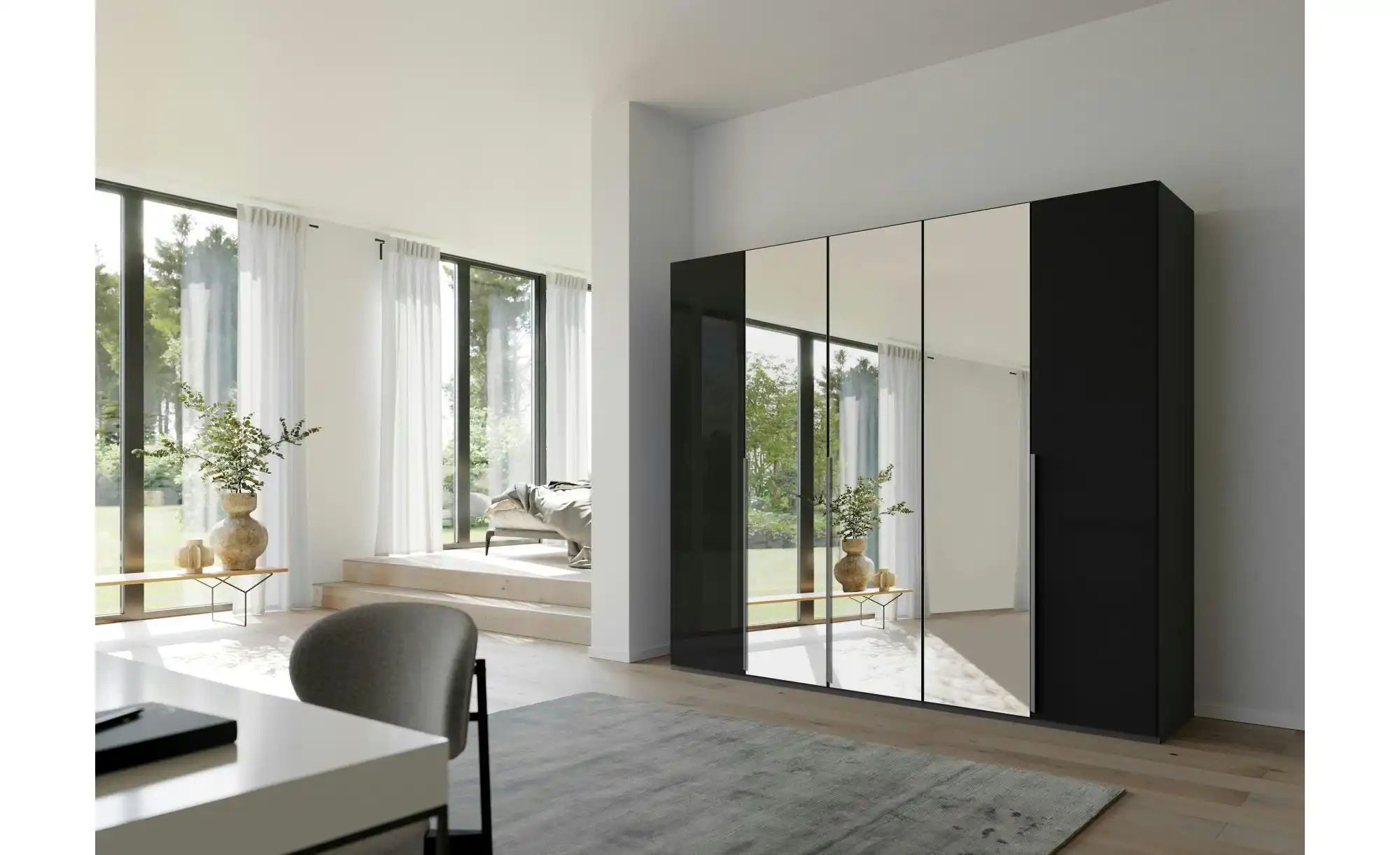 Thumbnail - Drehtürenschrank  Port Talbot ¦ schwarz ¦ Maße (cm): B: 251 H: 223 Schränke > Kleiderschränke > Drehtürenschränke - Höff...