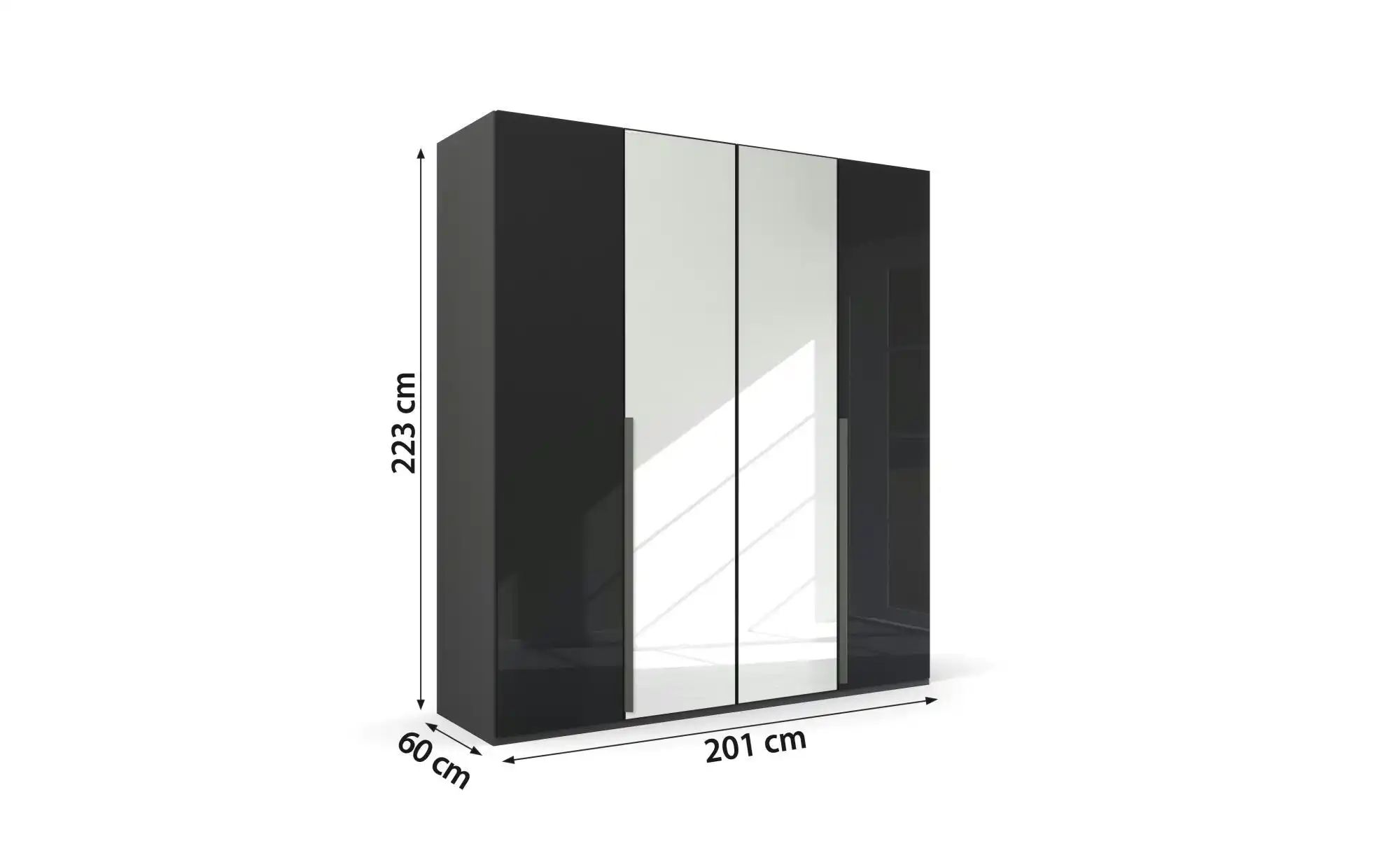 Thumbnail - Drehtürenschrank  Port Talbot ¦ schwarz ¦ Maße (cm): B: 201 H: 223 Schränke > Kleiderschränke > Drehtürenschränke - Höff...